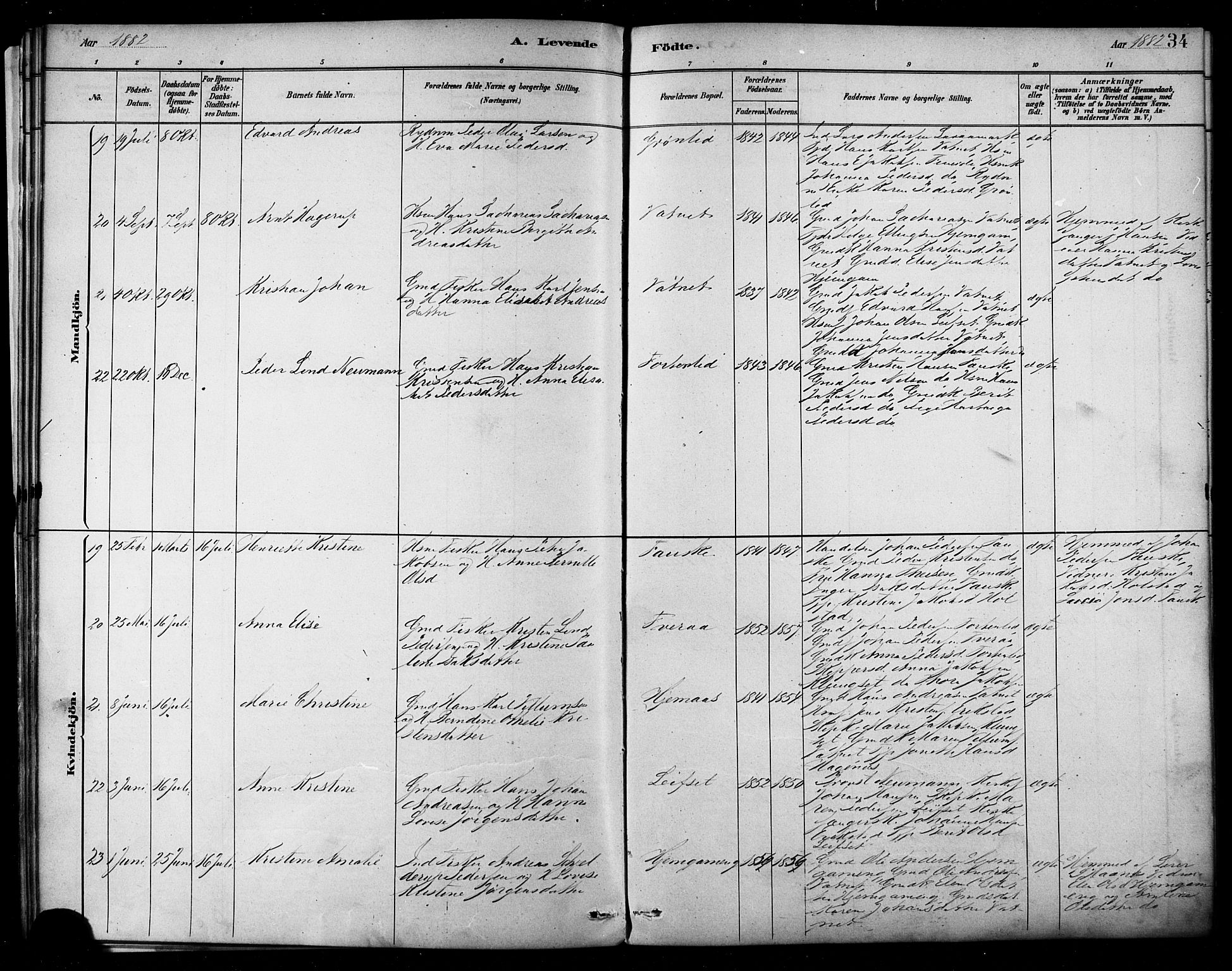 Ministerialprotokoller, klokkerbøker og fødselsregistre - Nordland, AV/SAT-A-1459/849/L0689: Parish register (official) no. 849A01, 1879-1889, p. 34