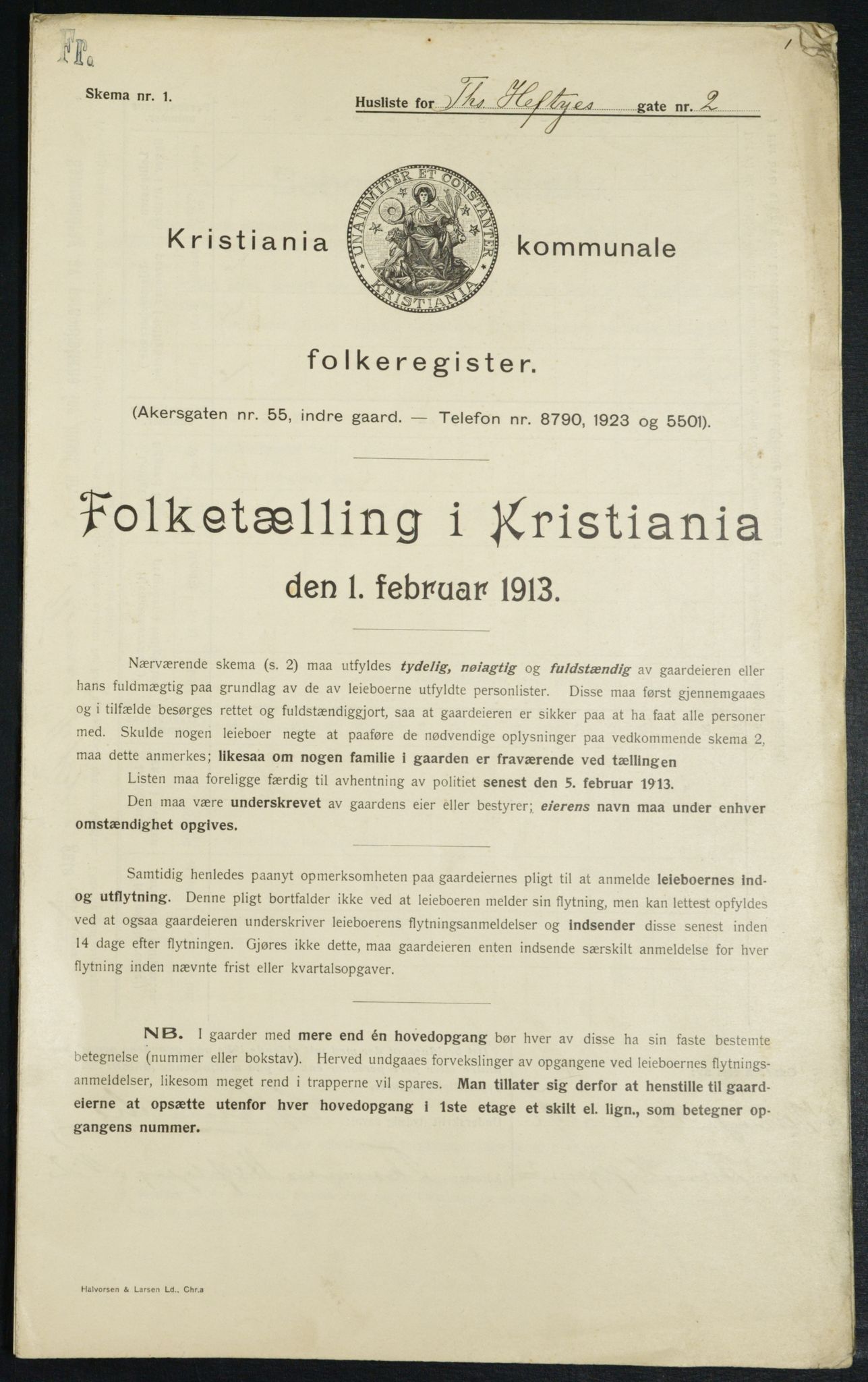 OBA, Municipal Census 1913 for Kristiania, 1913, p. 108852