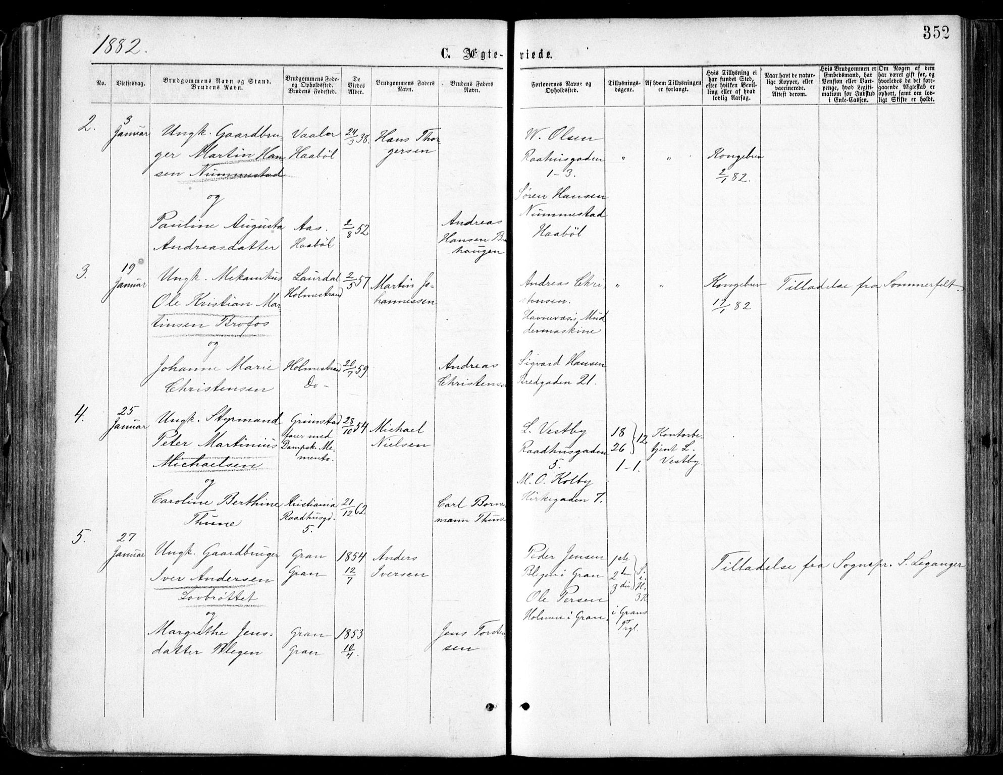 Oslo domkirke Kirkebøker, AV/SAO-A-10752/F/Fa/L0021: Parish register (official) no. 21, 1865-1884, p. 352