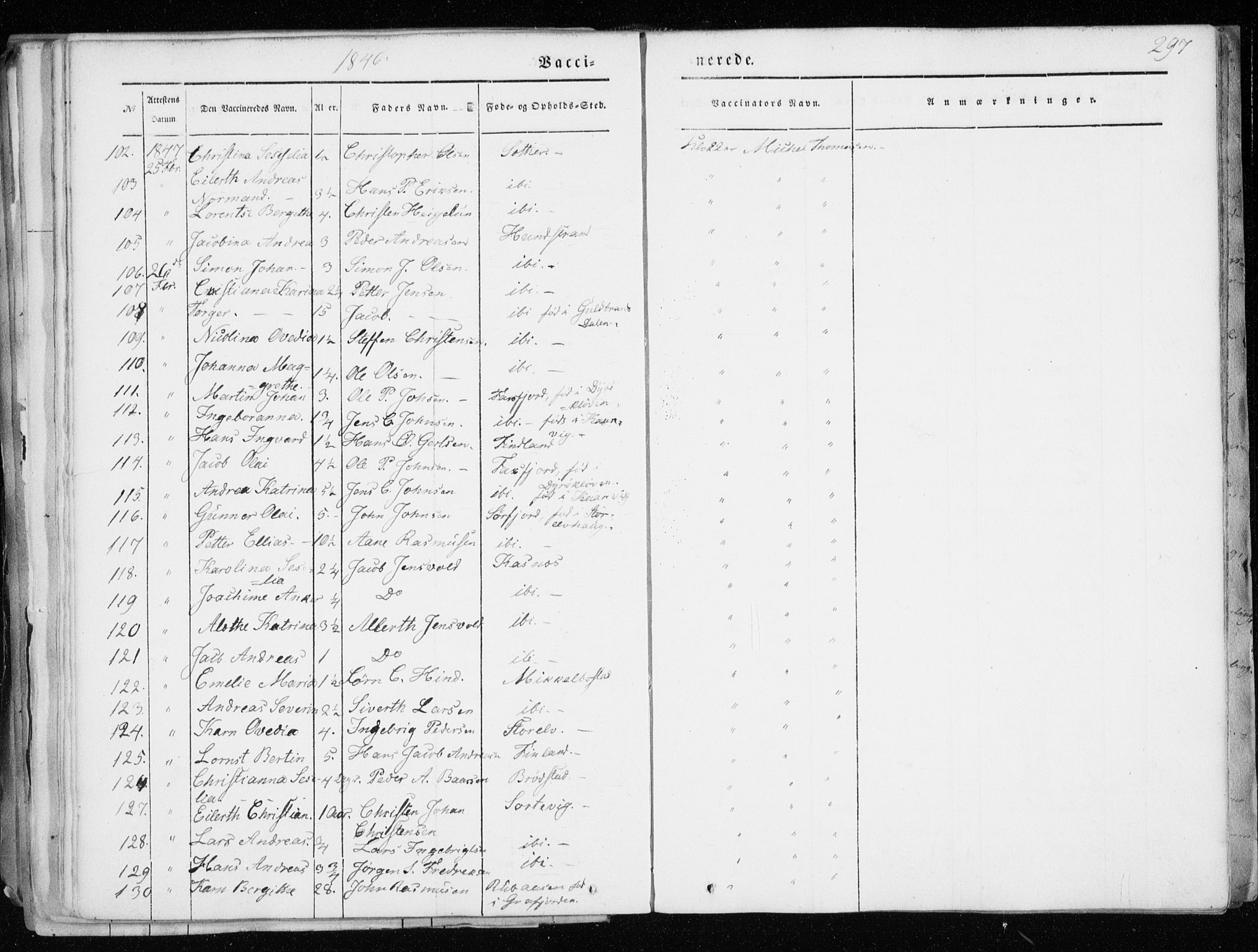 Tranøy sokneprestkontor, AV/SATØ-S-1313/I/Ia/Iaa/L0006kirke: Parish register (official) no. 6, 1844-1855, p. 297