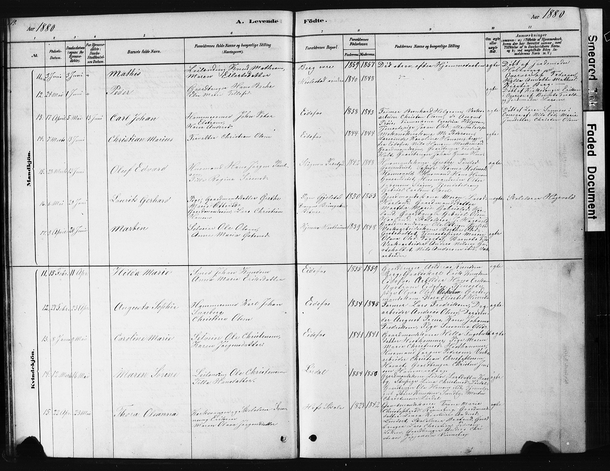 Hof kirkebøker, SAKO/A-64/G/Ga/L0004: Parish register (copy) no. I 4, 1878-1930, p. 19