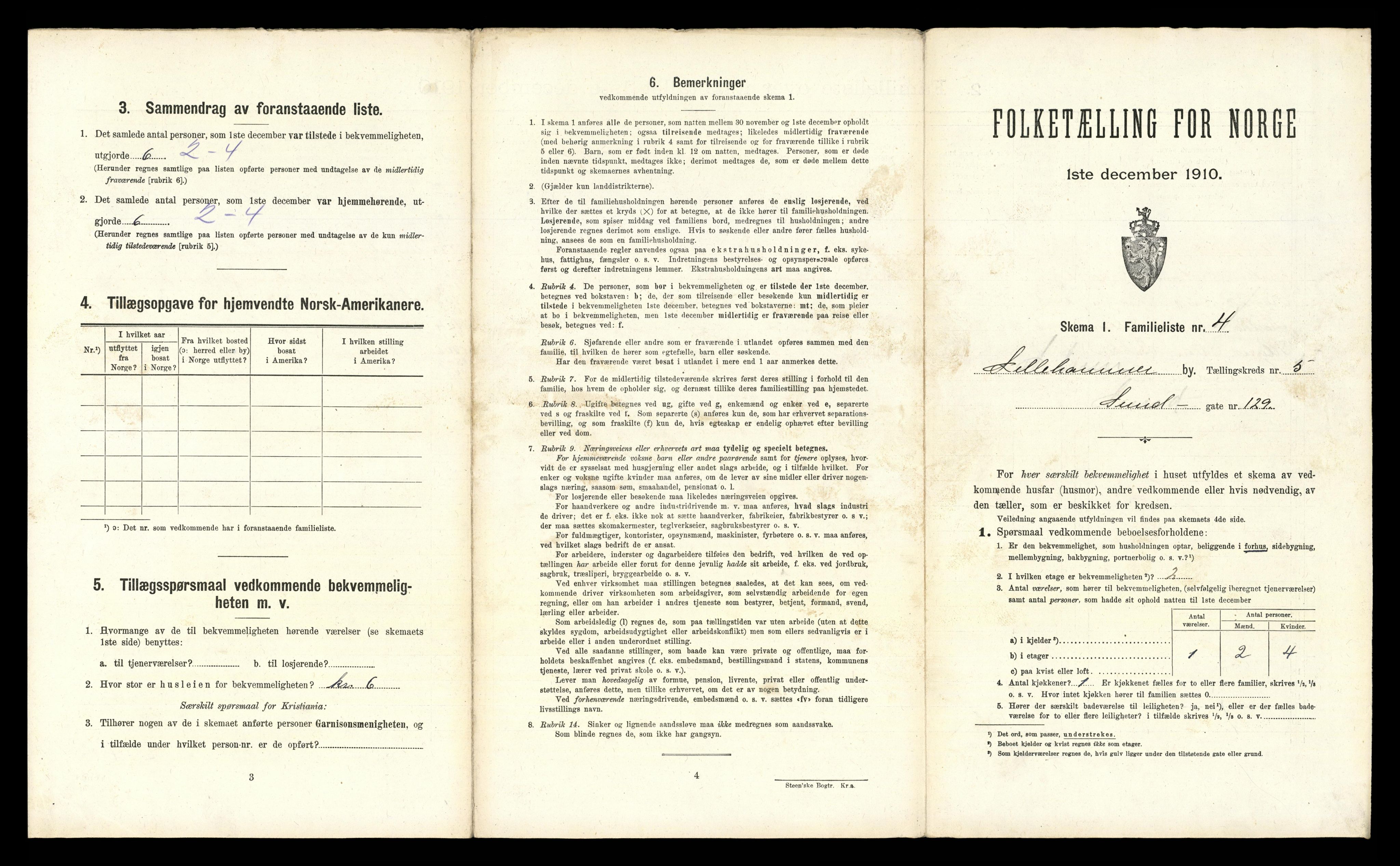 RA, 1910 census for Lillehammer, 1910, p. 2221