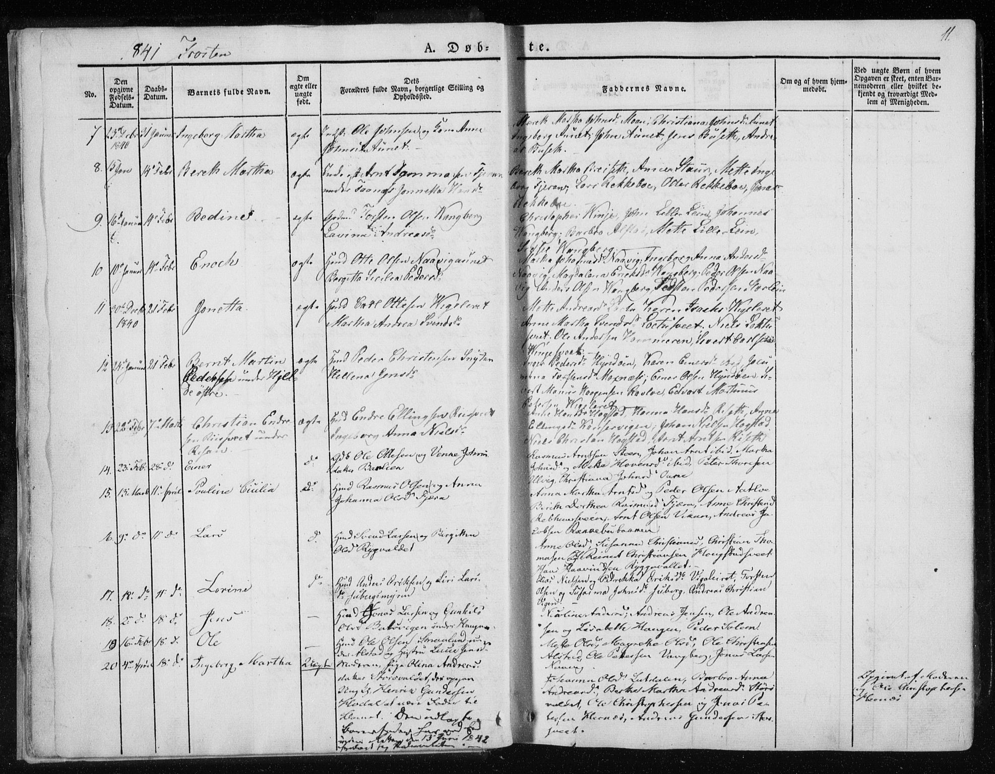 Ministerialprotokoller, klokkerbøker og fødselsregistre - Nord-Trøndelag, SAT/A-1458/713/L0115: Parish register (official) no. 713A06, 1838-1851, p. 11