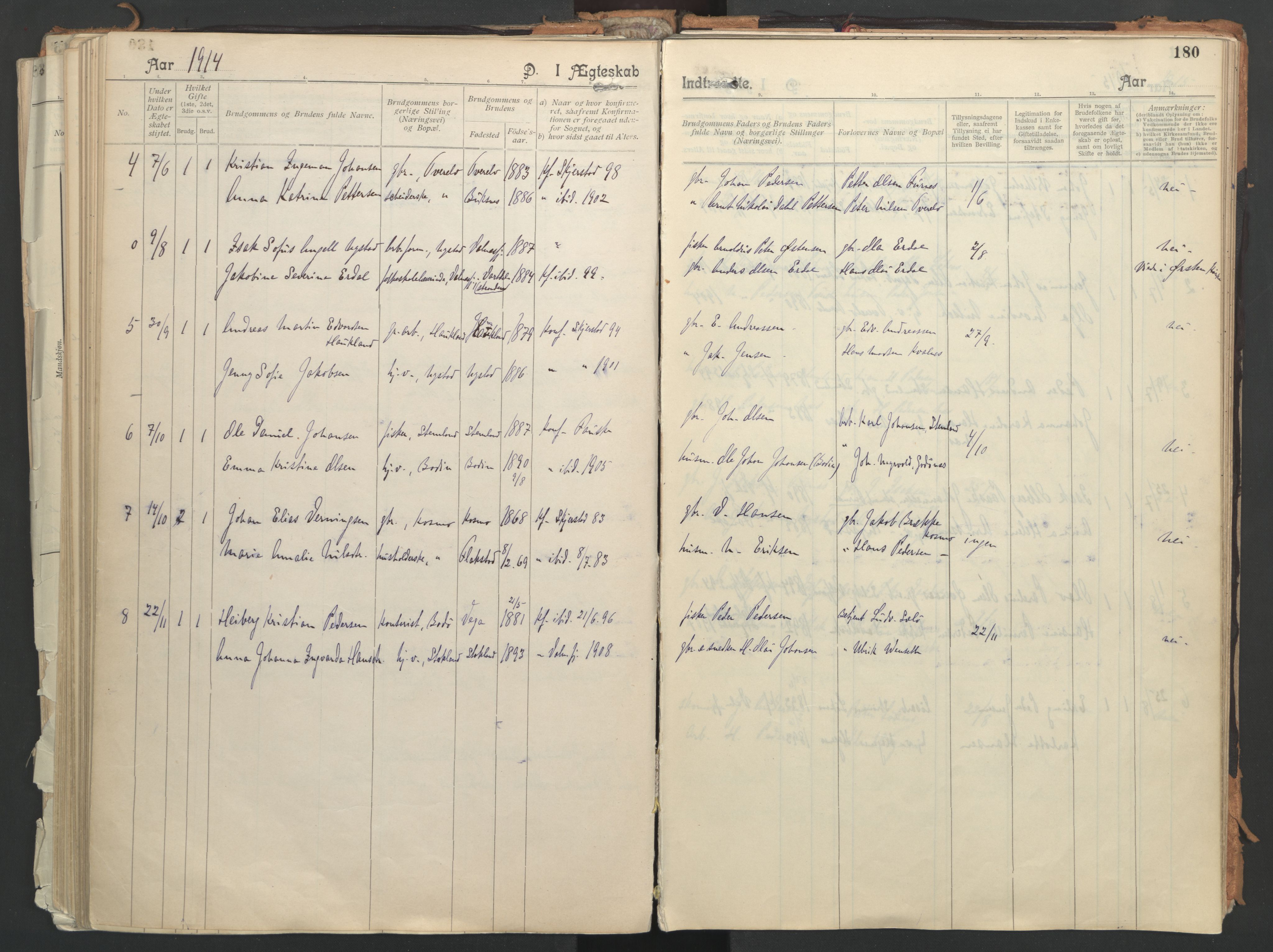 Ministerialprotokoller, klokkerbøker og fødselsregistre - Nordland, AV/SAT-A-1459/851/L0724: Parish register (official) no. 851A01, 1901-1922, p. 180