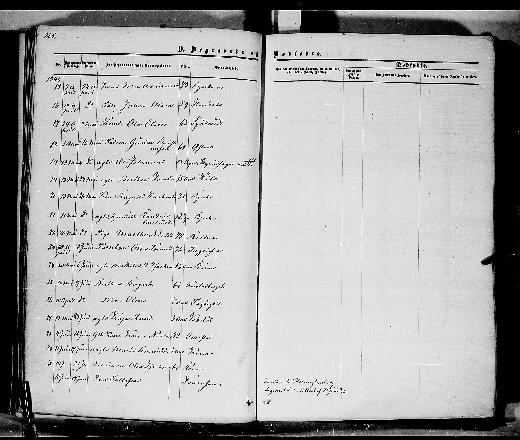 Hof prestekontor, SAH/PREST-038/H/Ha/Haa/L0009: Parish register (official) no. 9, 1862-1877, p. 265