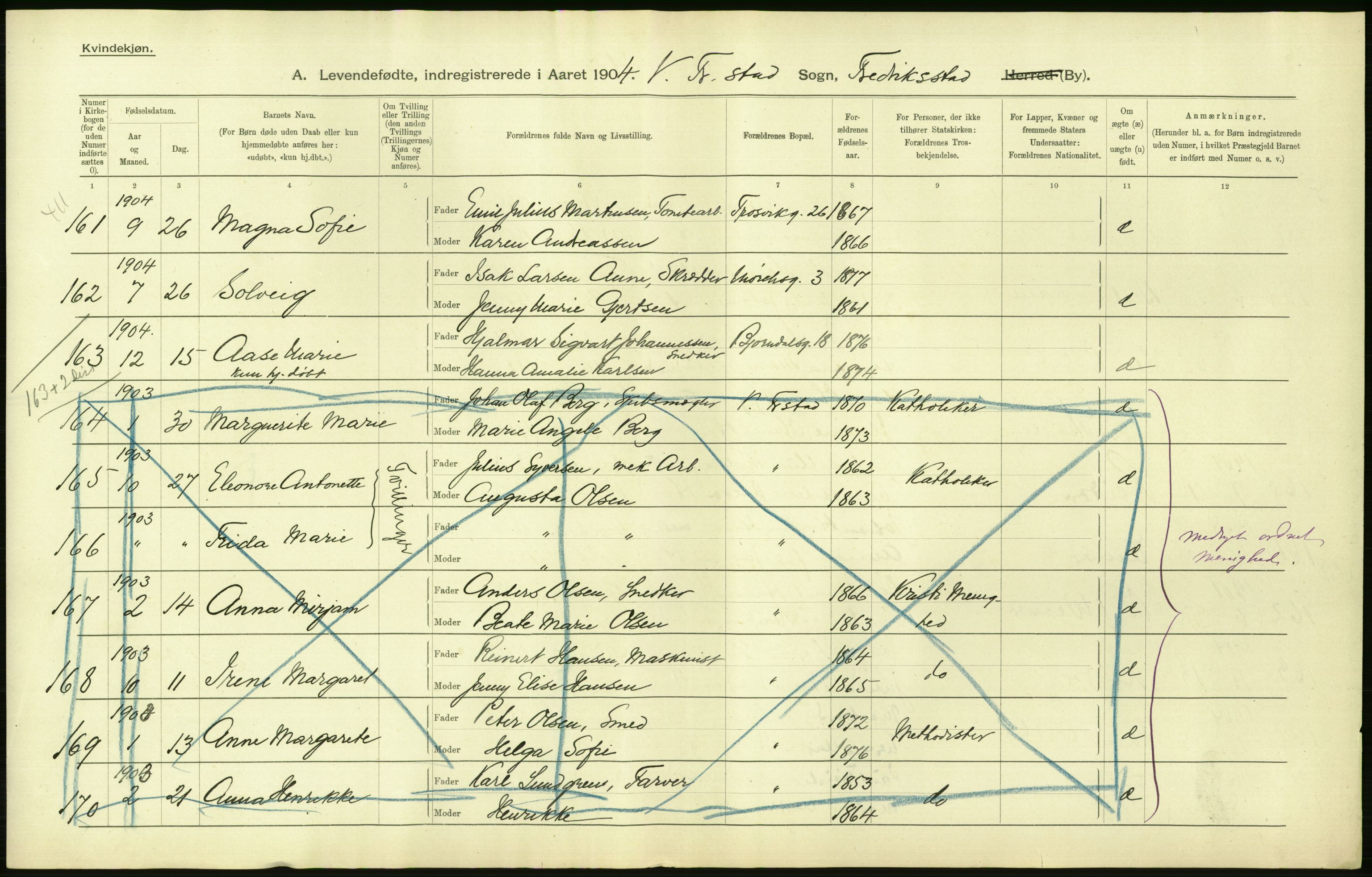 Statistisk sentralbyrå, Sosiodemografiske emner, Befolkning, AV/RA-S-2228/D/Df/Dfa/Dfab/L0001: Smålenenes amt: Fødte, gifte, døde, 1904, p. 26