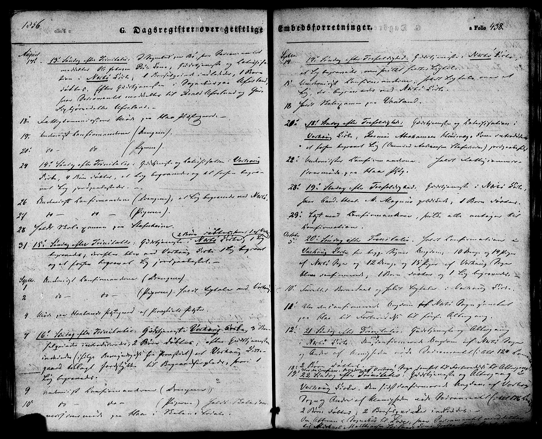 Hå sokneprestkontor, AV/SAST-A-101801/001/30BA/L0008: Parish register (official) no. A 7, 1853-1878, p. 438