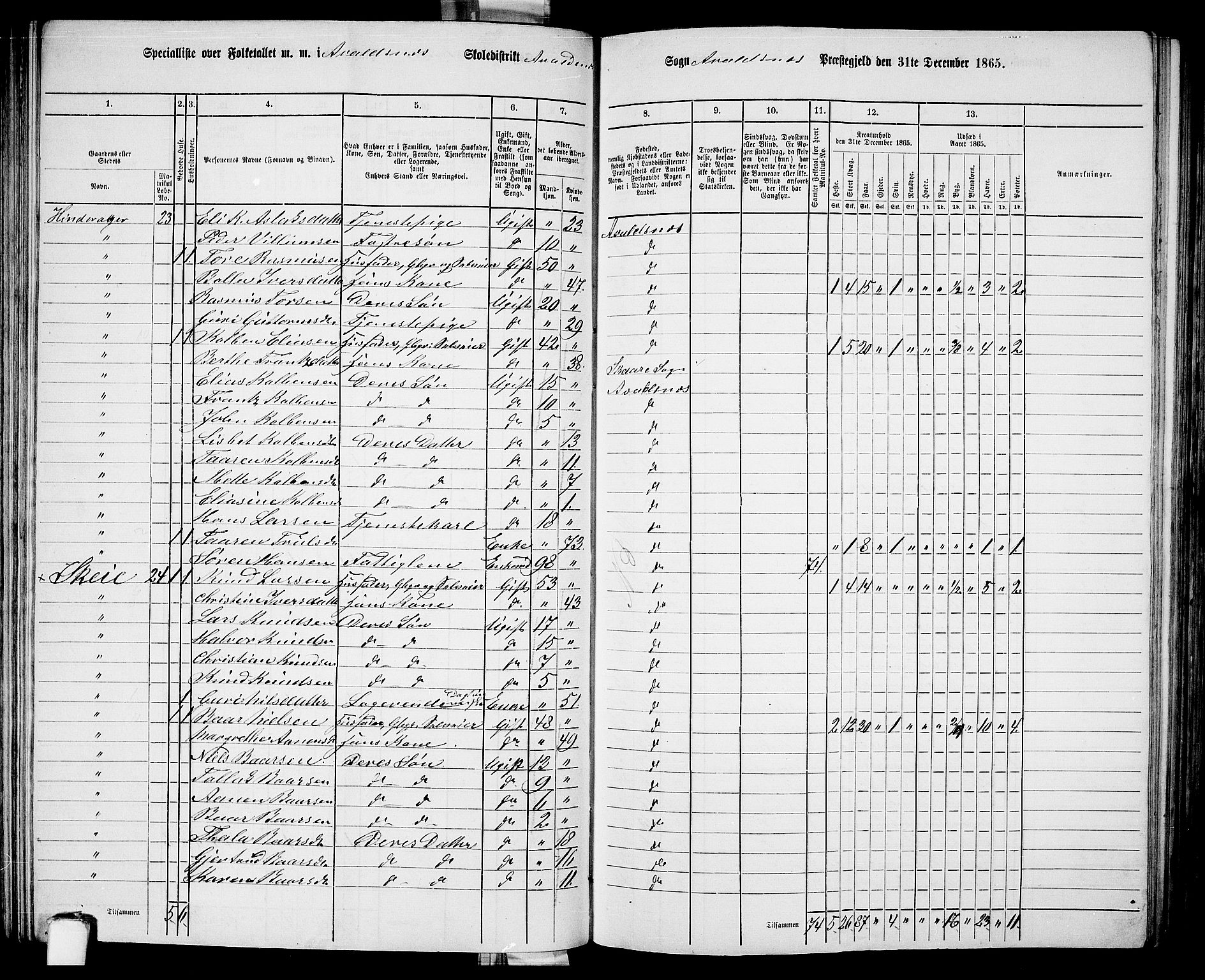 RA, 1865 census for Avaldsnes, 1865, p. 101