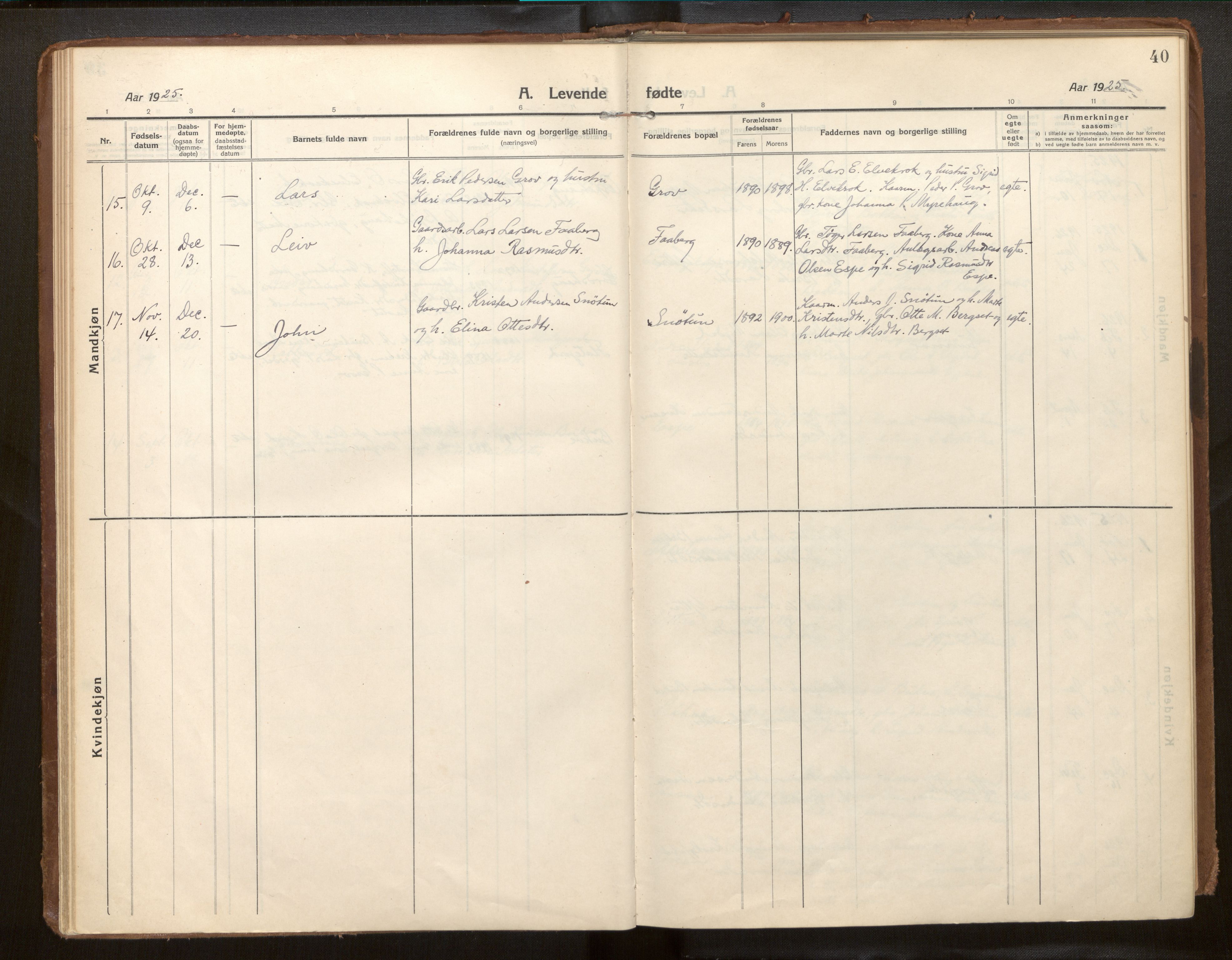 Jostedal sokneprestembete, SAB/A-80601/H/Haa/Haab/L0002: Parish register (official) no. B 2, 1915-1931, p. 40