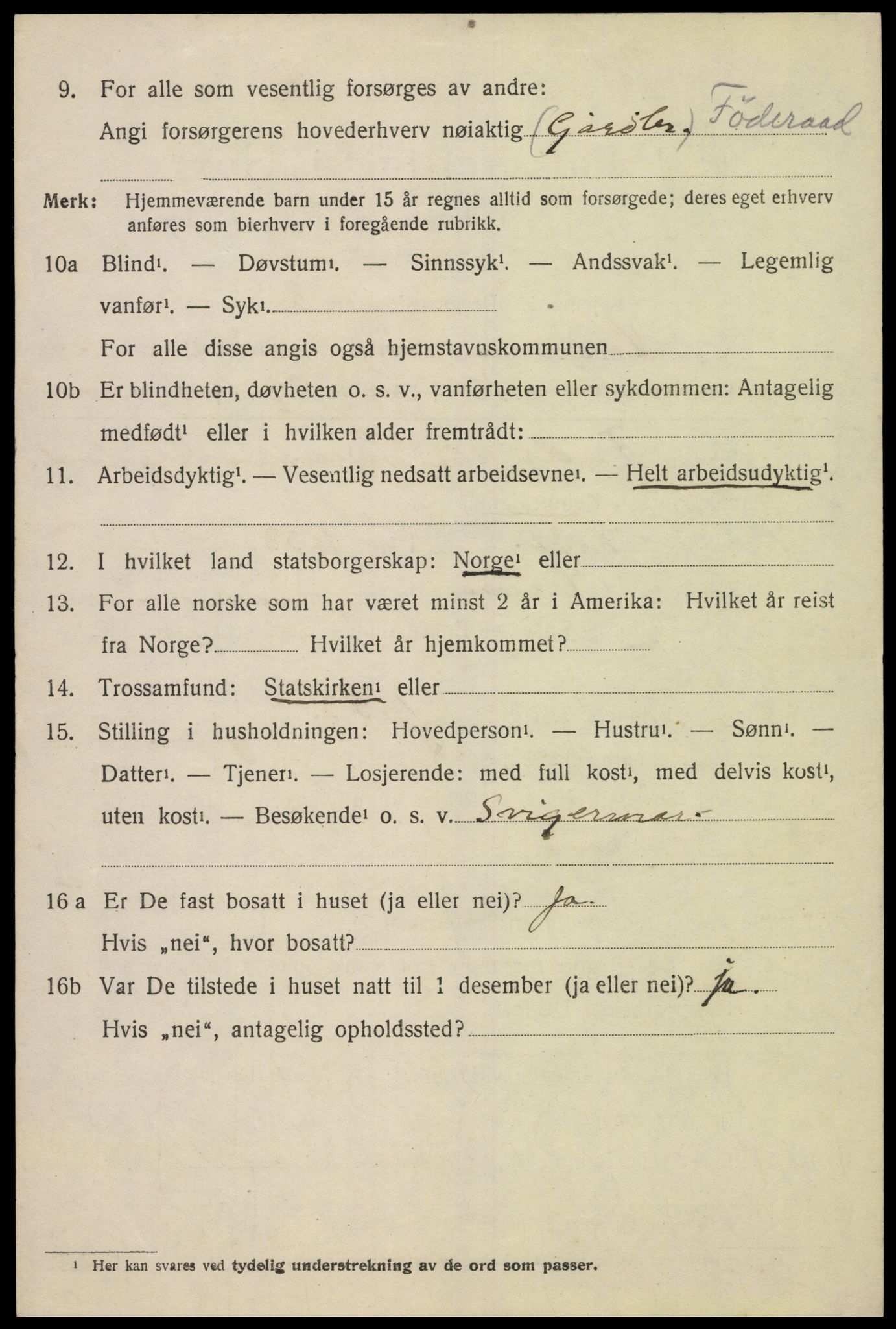 SAK, 1920 census for Holum, 1920, p. 2642