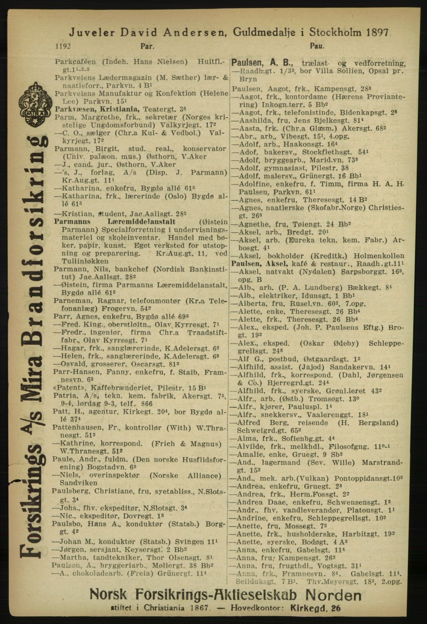 Kristiania/Oslo adressebok, PUBL/-, 1918, p. 1217