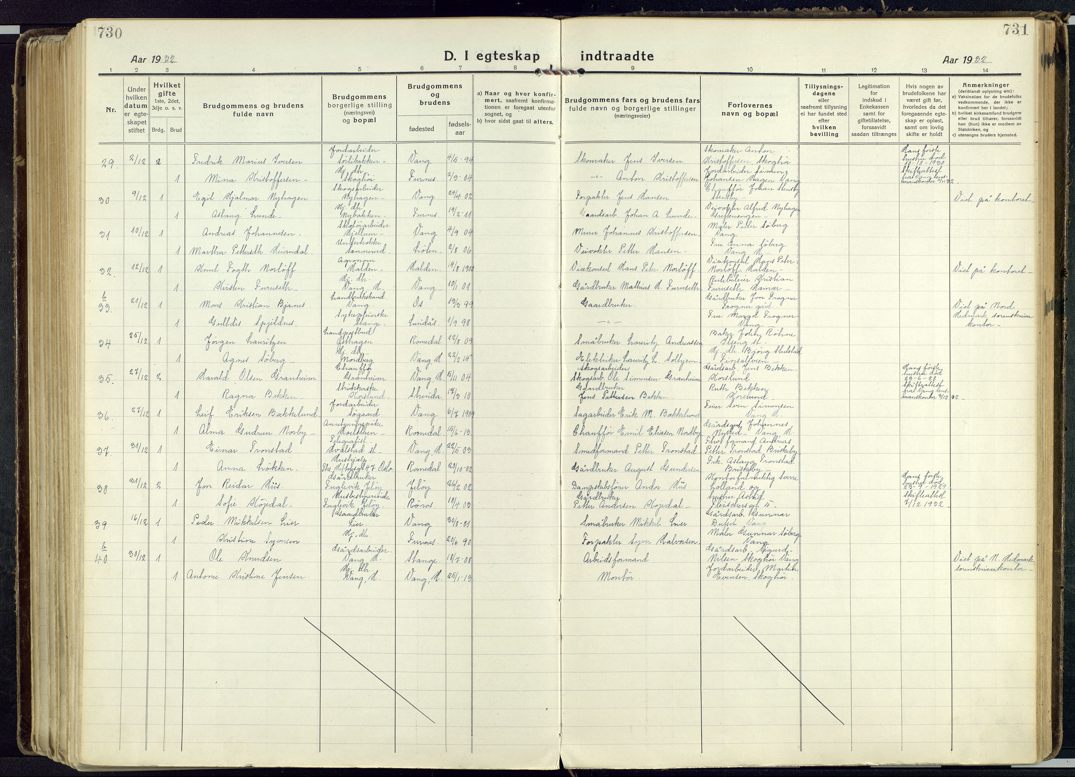 Vang prestekontor, Hedmark, AV/SAH-PREST-008/H/Ha/Haa/L0022: Parish register (official) no. 22, 1918-1944, p. 730-731