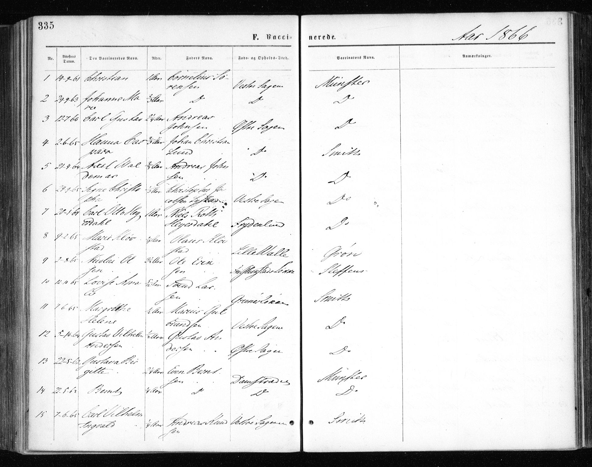 Gamle Aker prestekontor Kirkebøker, SAO/A-10617a/F/L0003: Parish register (official) no. 3, 1865-1873, p. 335