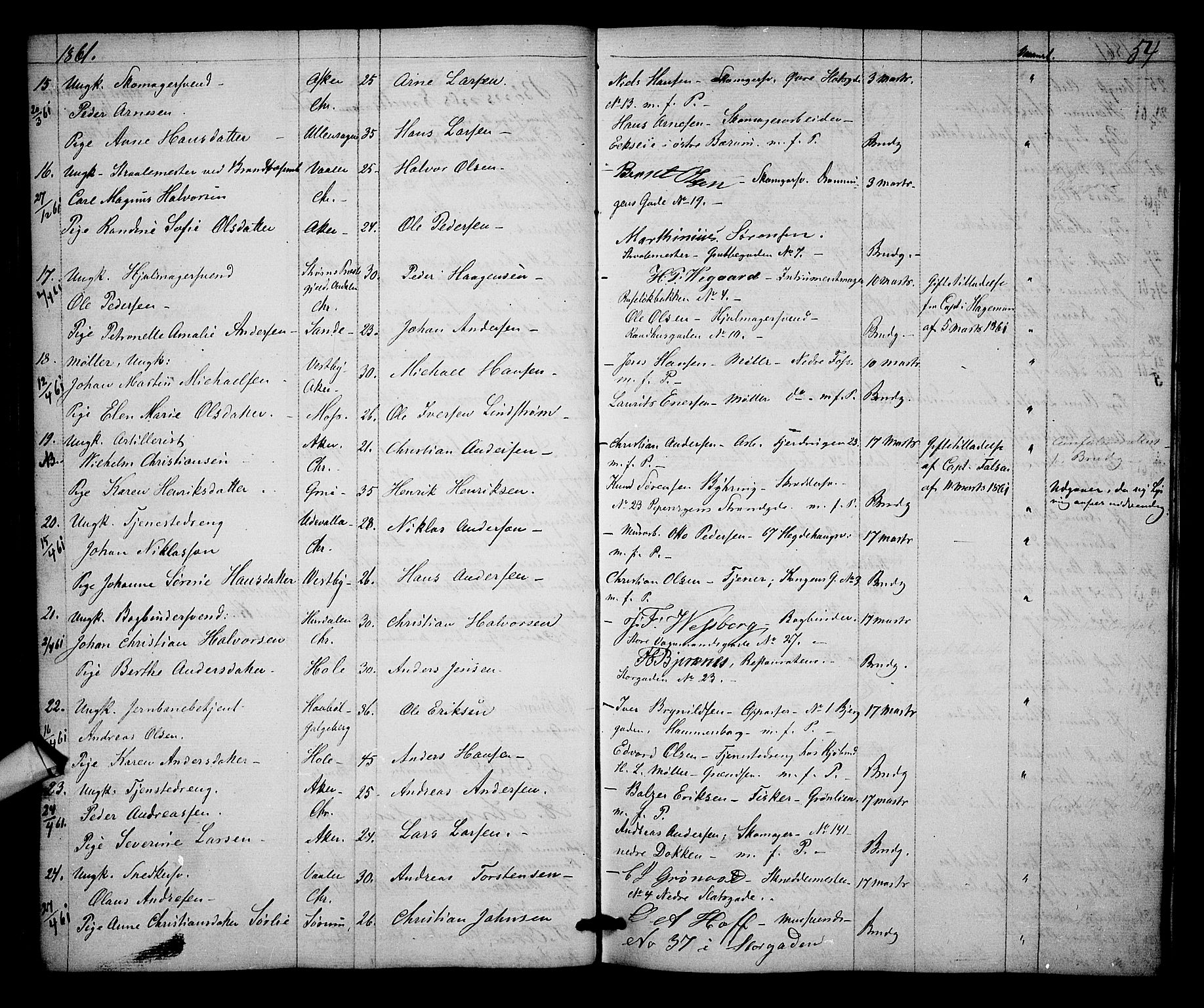 Trefoldighet prestekontor Kirkebøker, AV/SAO-A-10882/H/Ha/L0001: Banns register no. 1, 1858-1870, p. 54