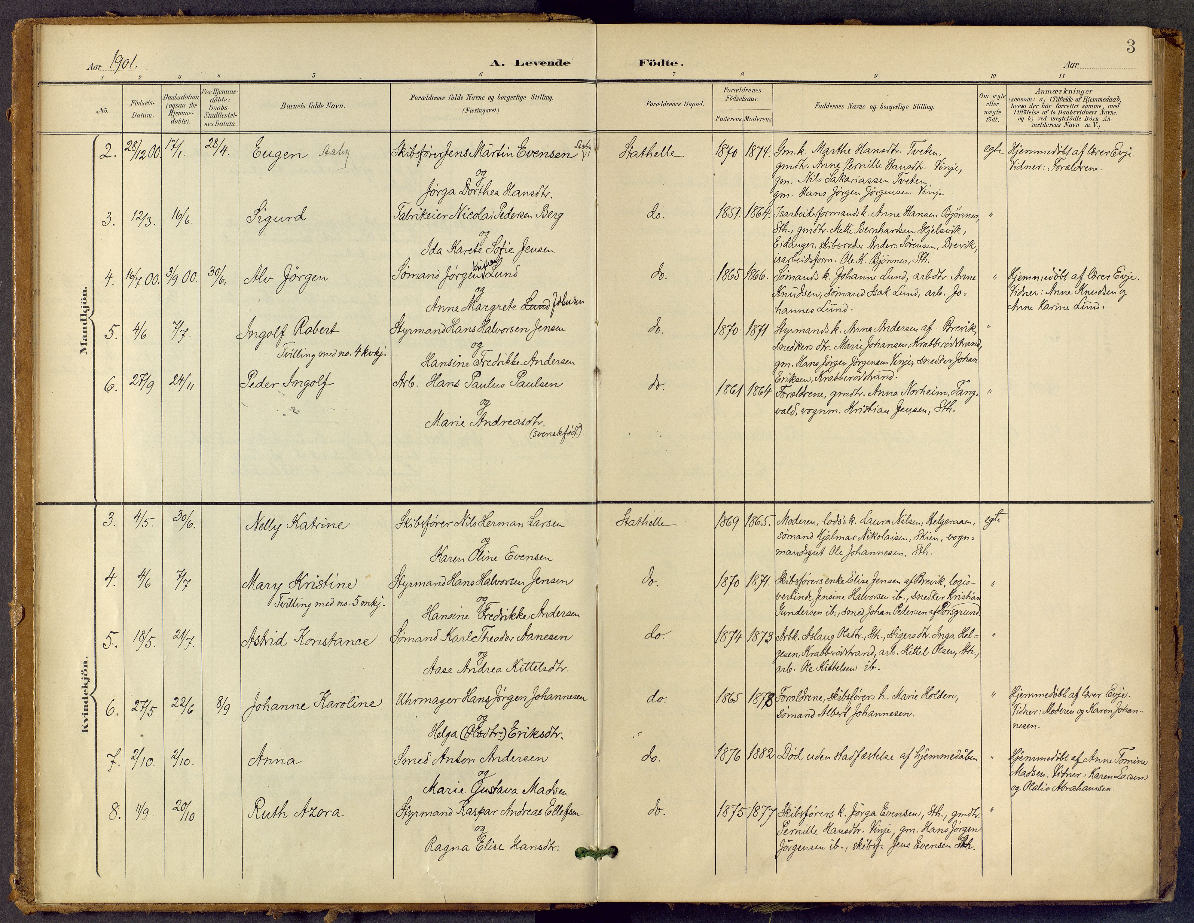 Bamble kirkebøker, SAKO/A-253/F/Fb/L0002: Parish register (official) no. II 2, 1900-1921, p. 3