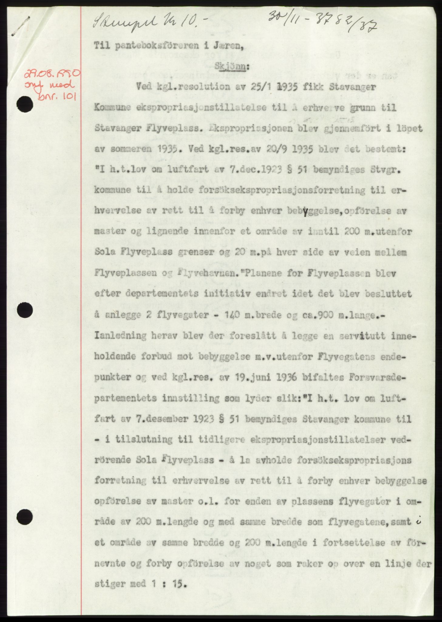 Jæren sorenskriveri, SAST/A-100310/03/G/Gba/L0069: Mortgage book, 1937-1937, Diary no: : 3782/1937
