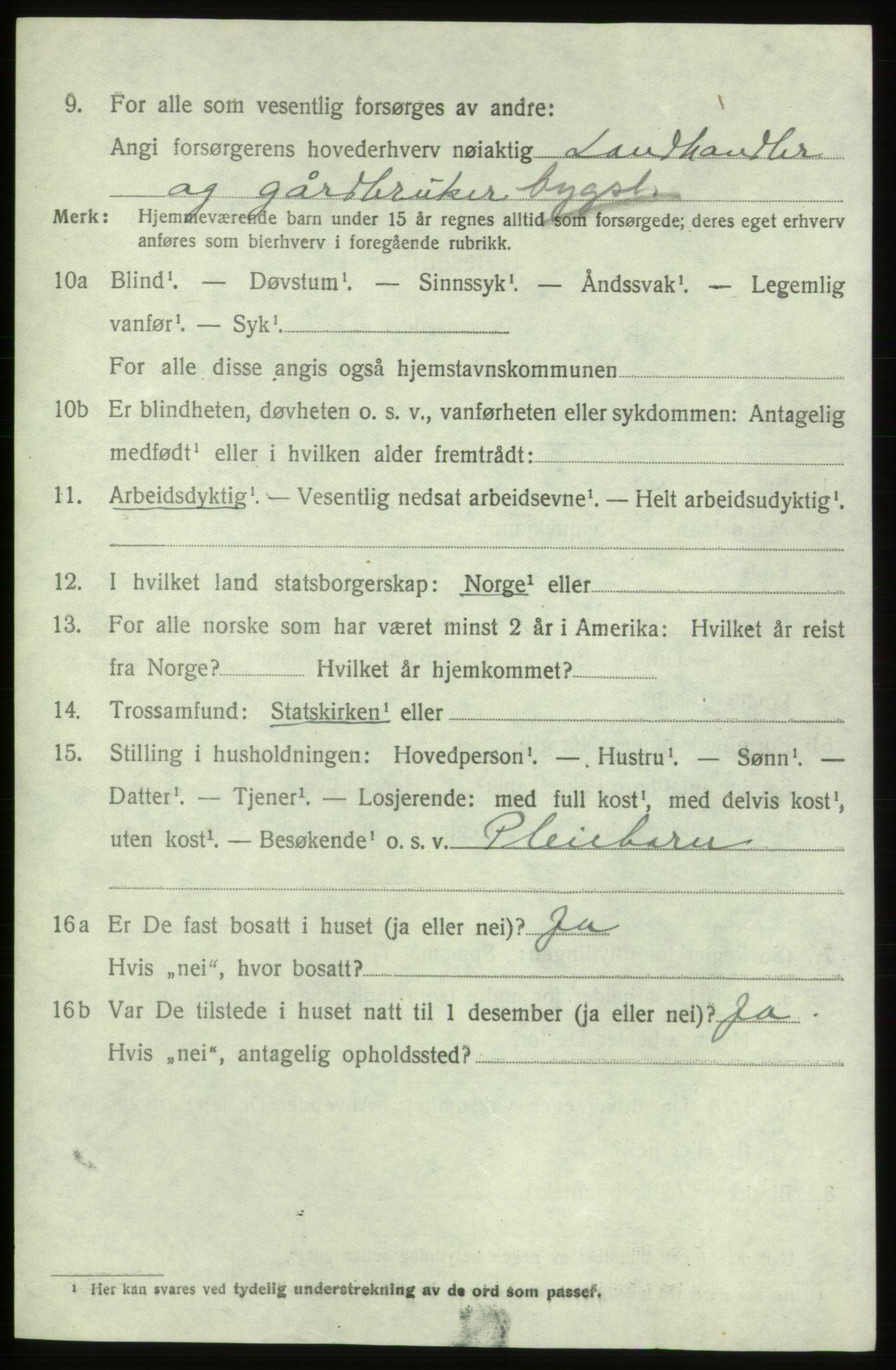 SAB, 1920 census for Fitjar, 1920, p. 5727