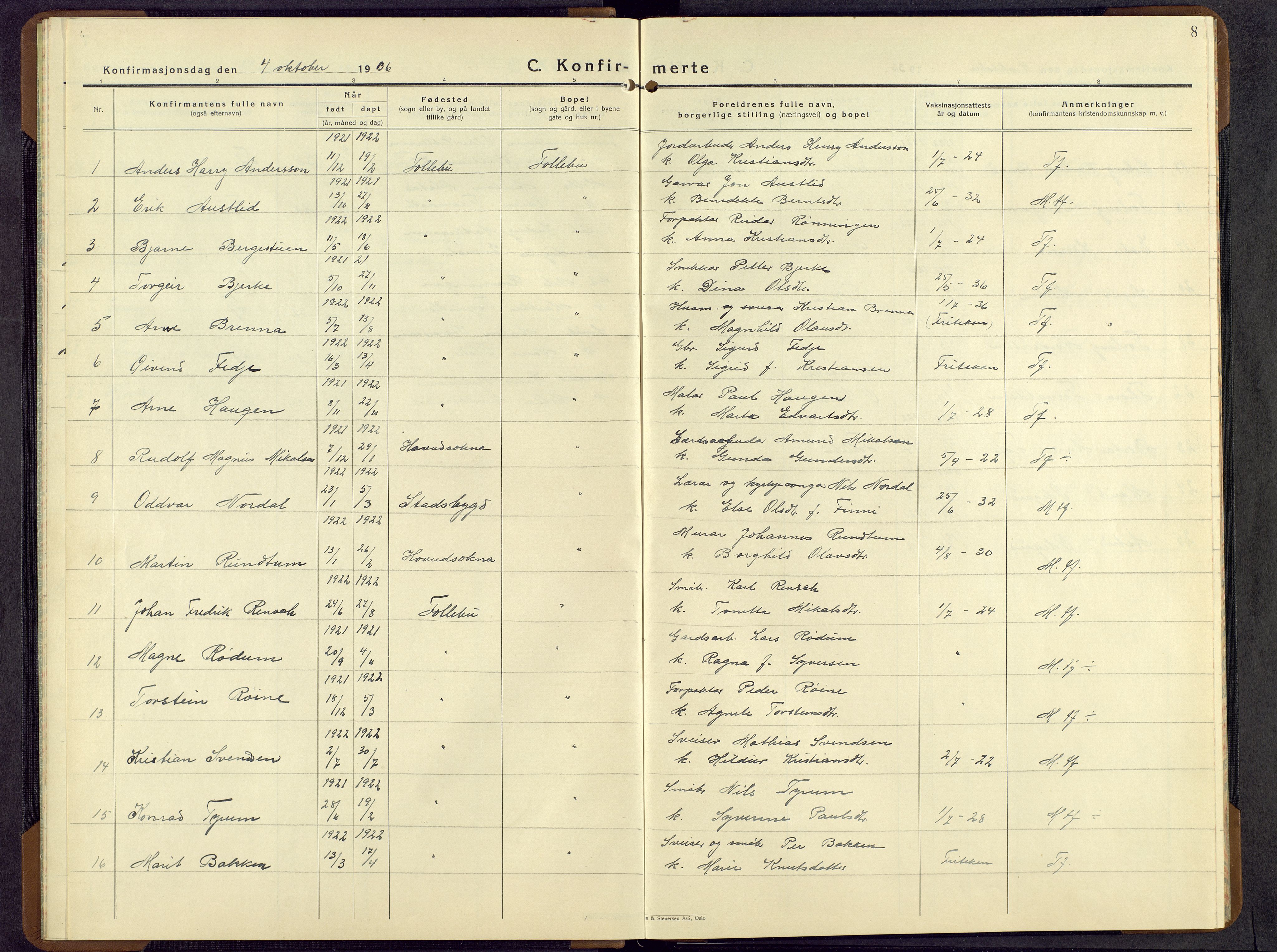 Østre Gausdal prestekontor, AV/SAH-PREST-092/H/Ha/Hab/L0009: Parish register (copy) no. 9, 1934-1964, p. 8