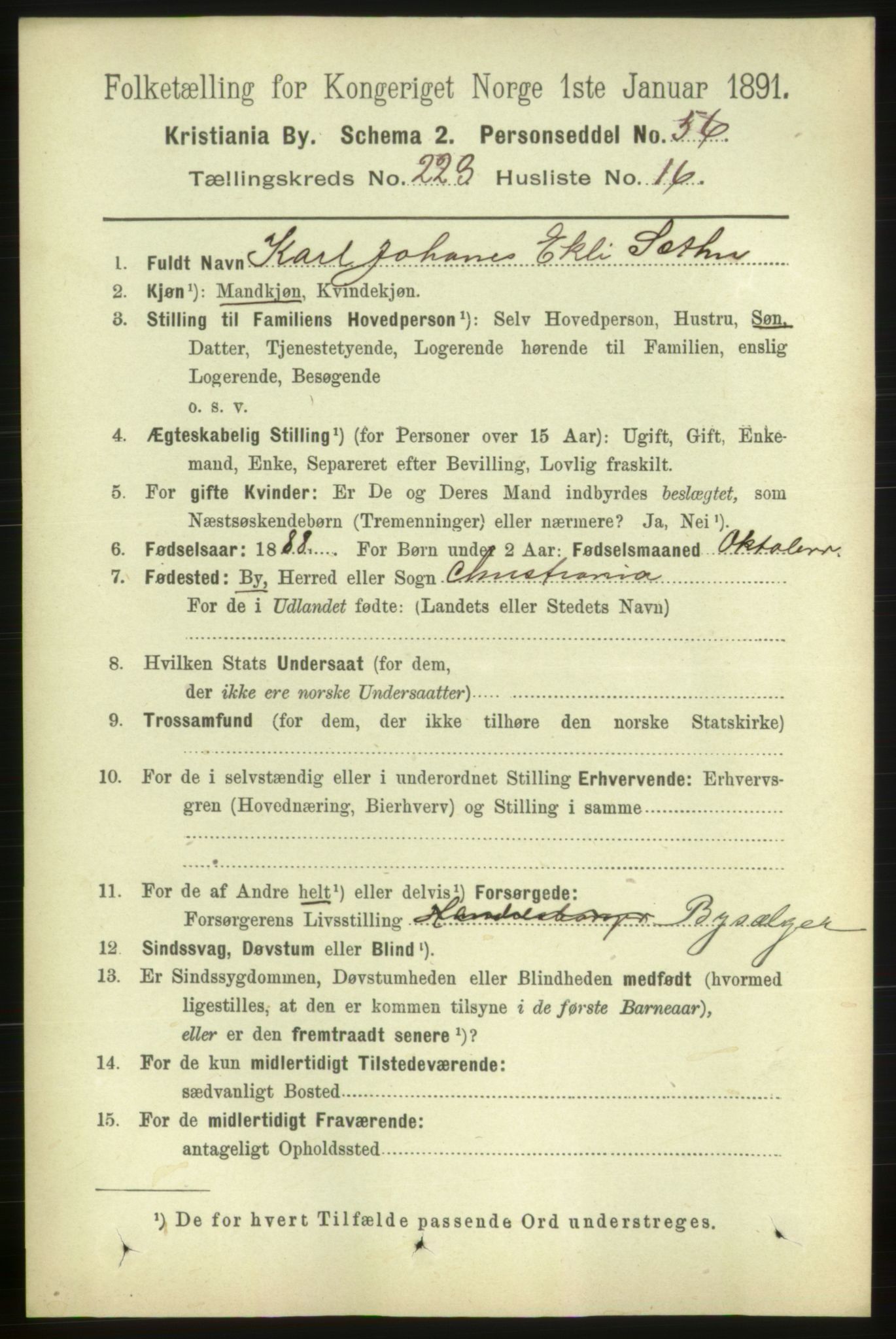 RA, 1891 census for 0301 Kristiania, 1891, p. 134895