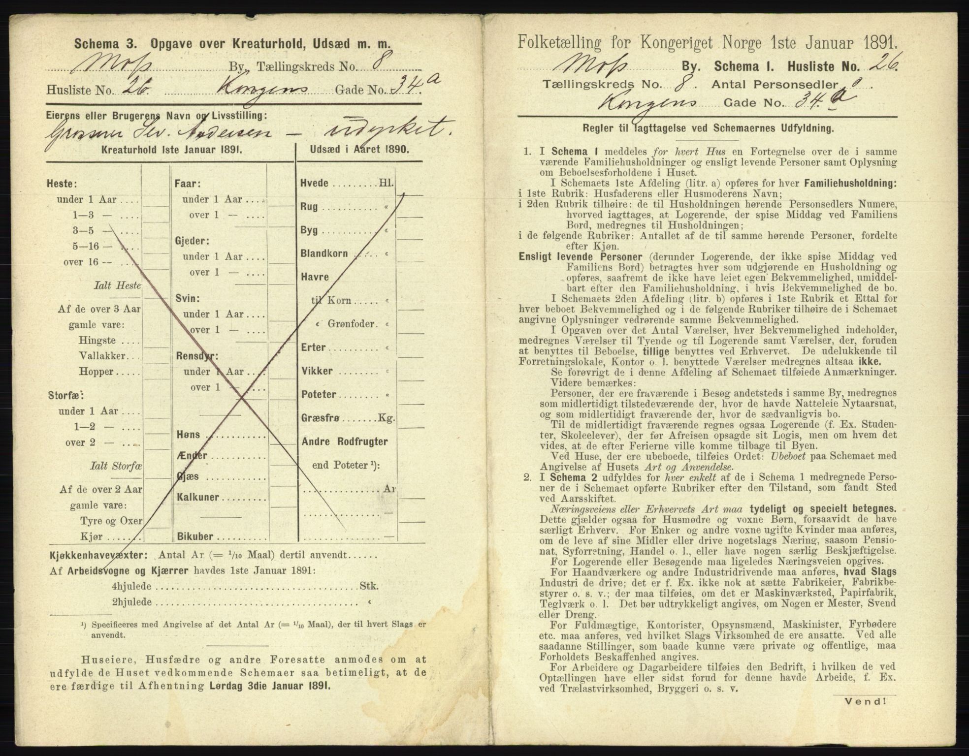 RA, 1891 census for 0104 Moss, 1891, p. 634