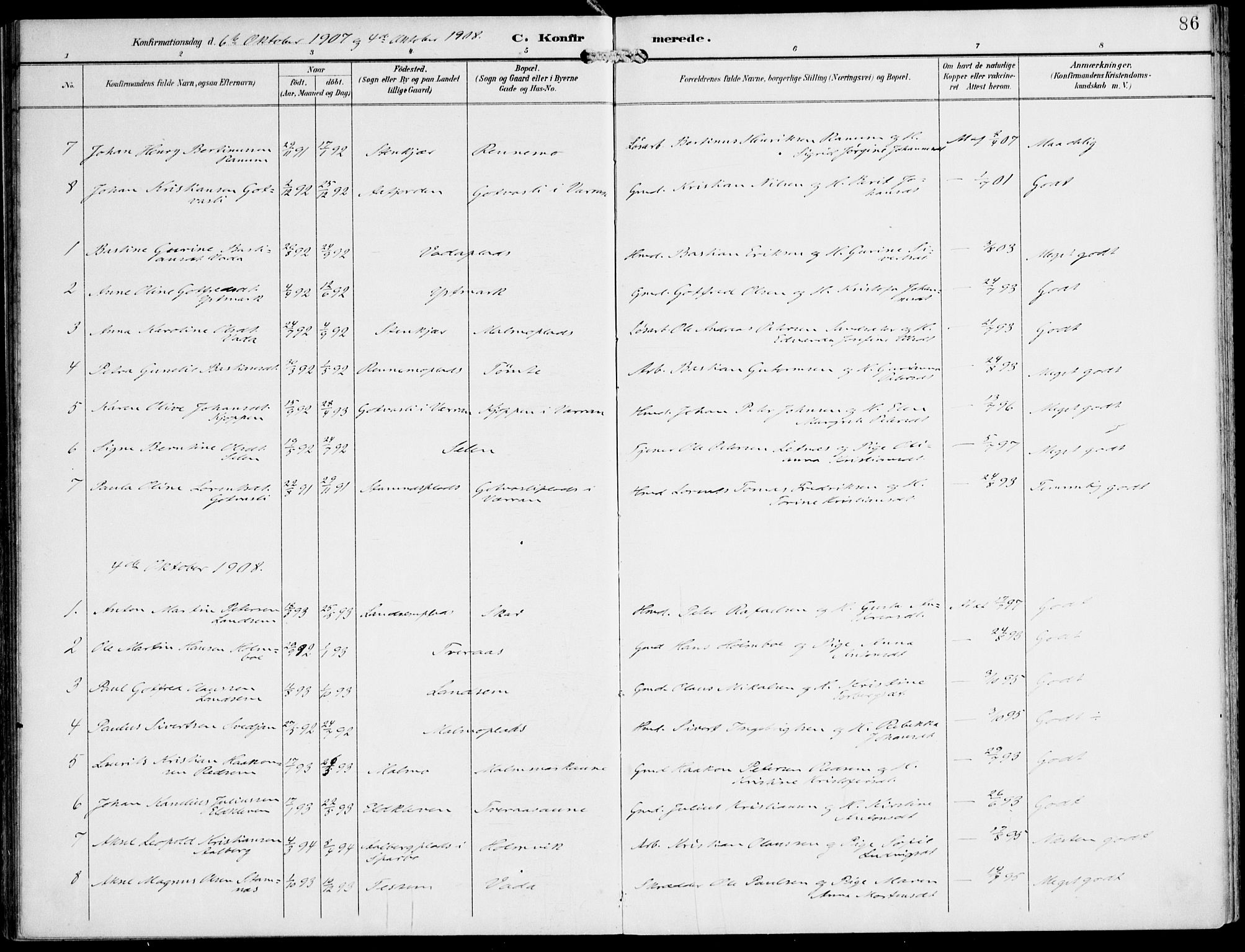 Ministerialprotokoller, klokkerbøker og fødselsregistre - Nord-Trøndelag, SAT/A-1458/745/L0430: Parish register (official) no. 745A02, 1895-1913, p. 86