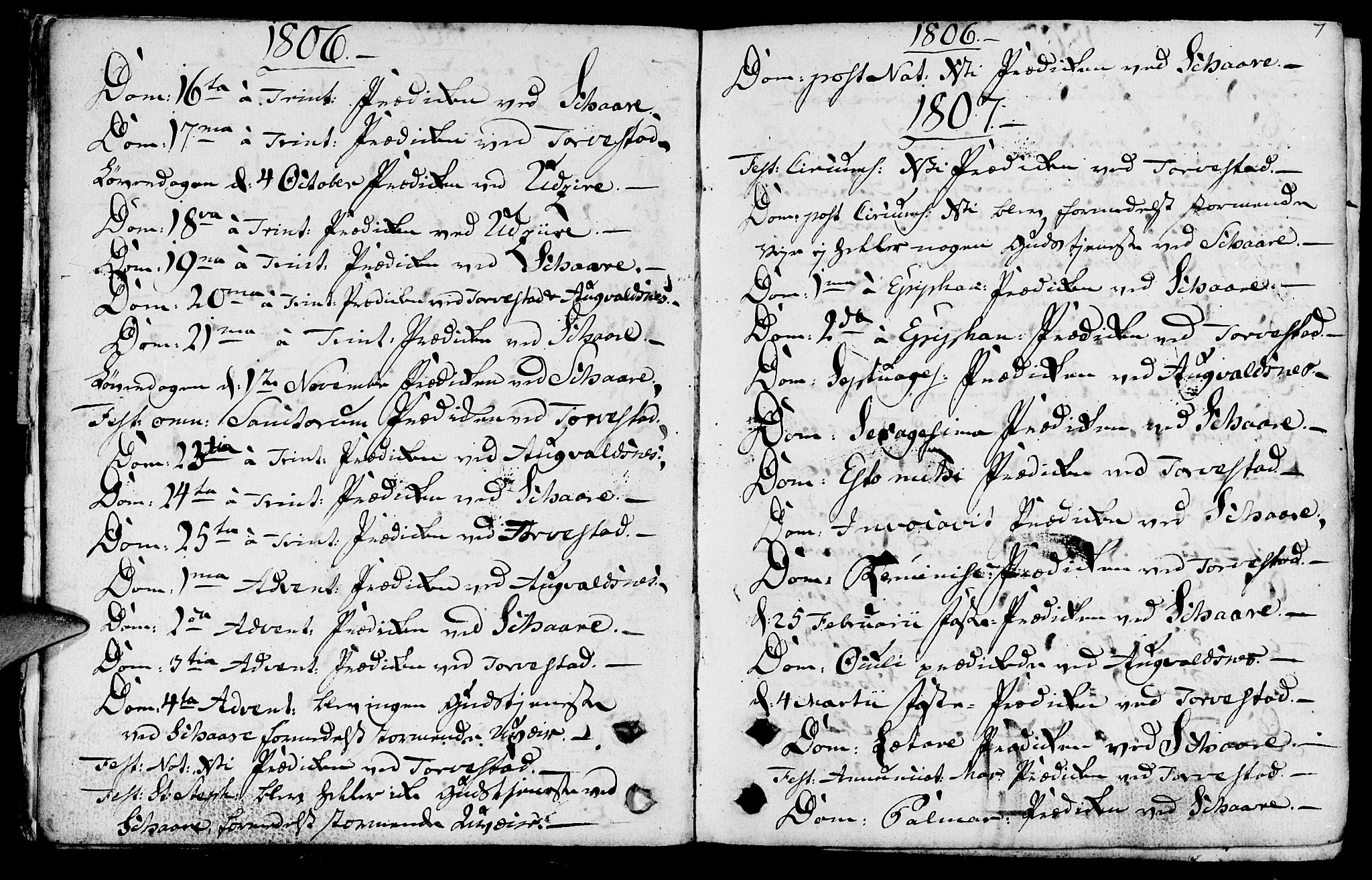 Torvastad sokneprestkontor, SAST/A -101857/H/Ha/Haa/L0002: Parish register (official) no. A 2, 1801-1817, p. 7