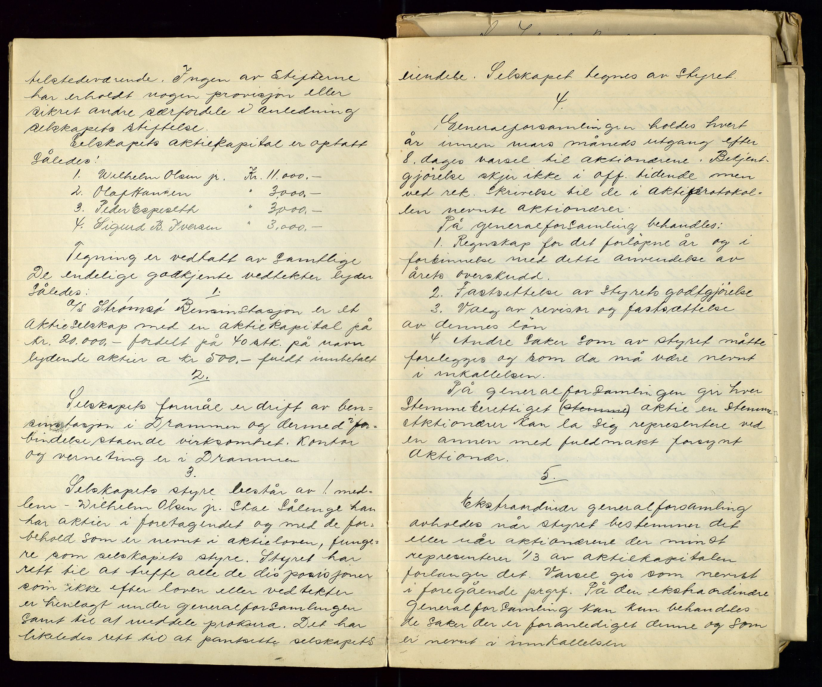 PA 1517 - A/S Strømsø Bensinstasjon, AV/SAST-A-101922/A/L0001: Referatprotokoll, 1933-1938, p. 3