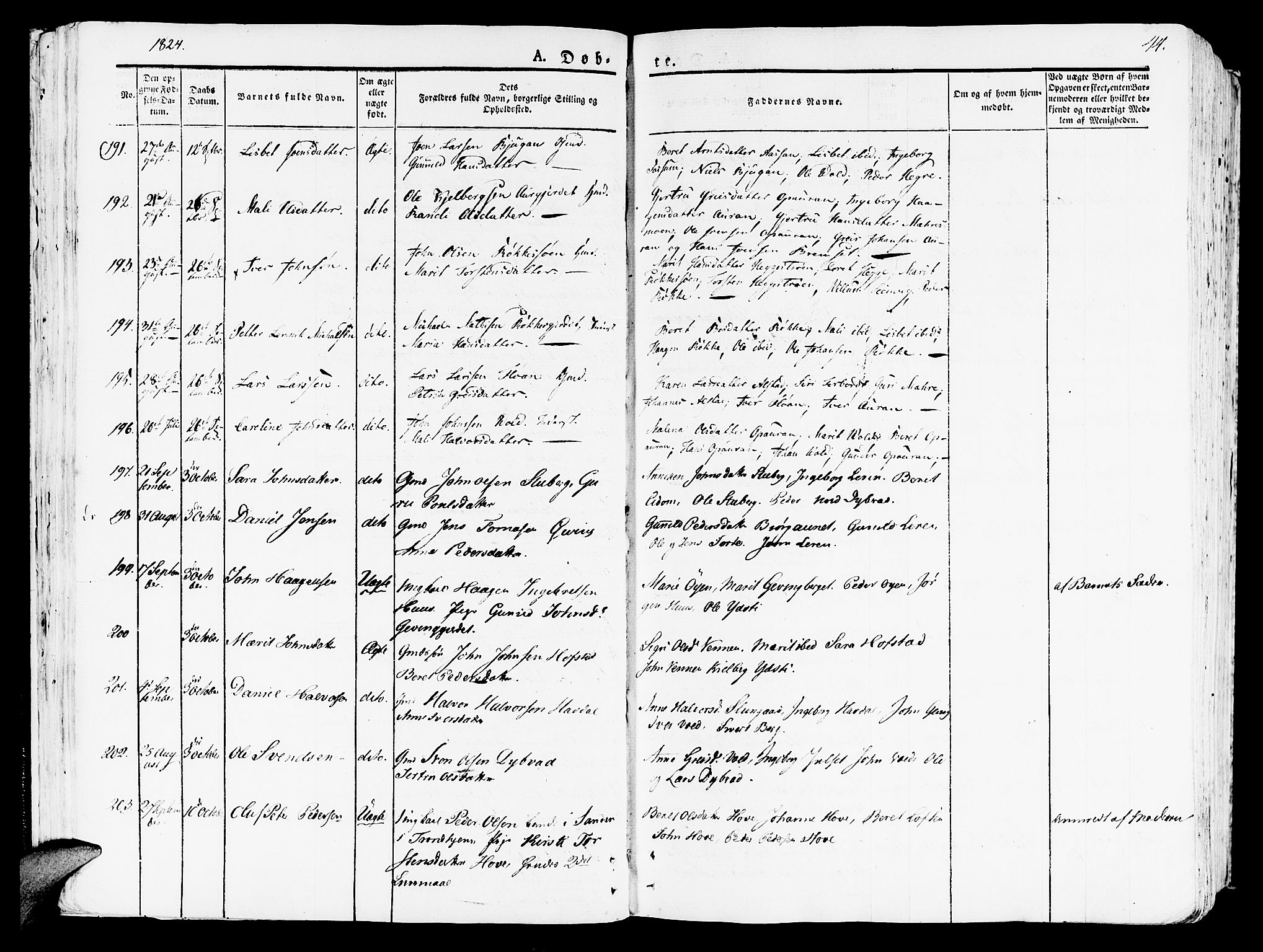 Ministerialprotokoller, klokkerbøker og fødselsregistre - Nord-Trøndelag, AV/SAT-A-1458/709/L0070: Parish register (official) no. 709A10, 1820-1832, p. 44