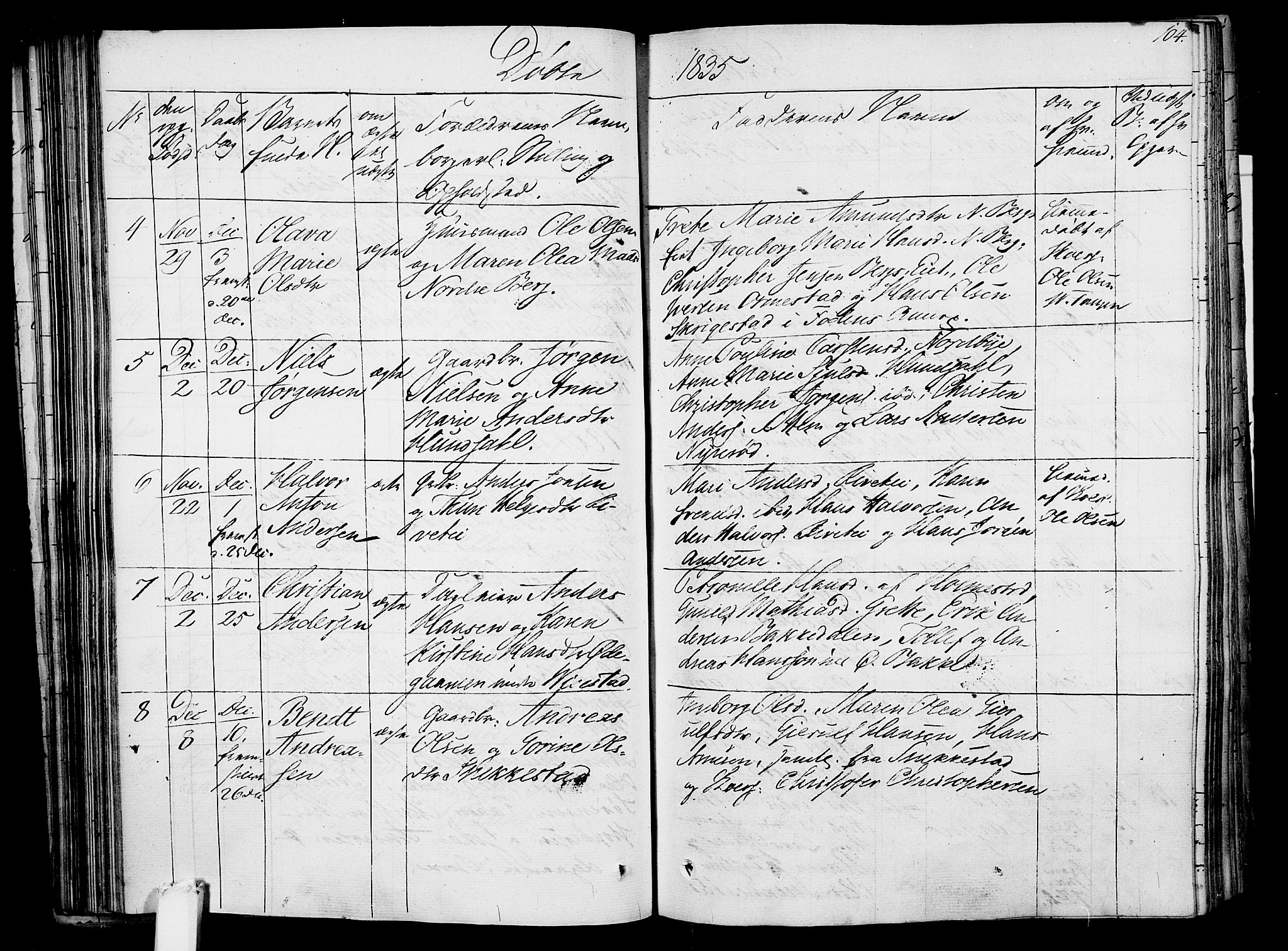 Våle kirkebøker, AV/SAKO-A-334/F/Fa/L0008: Parish register (official) no. I 8, 1824-1844, p. 104