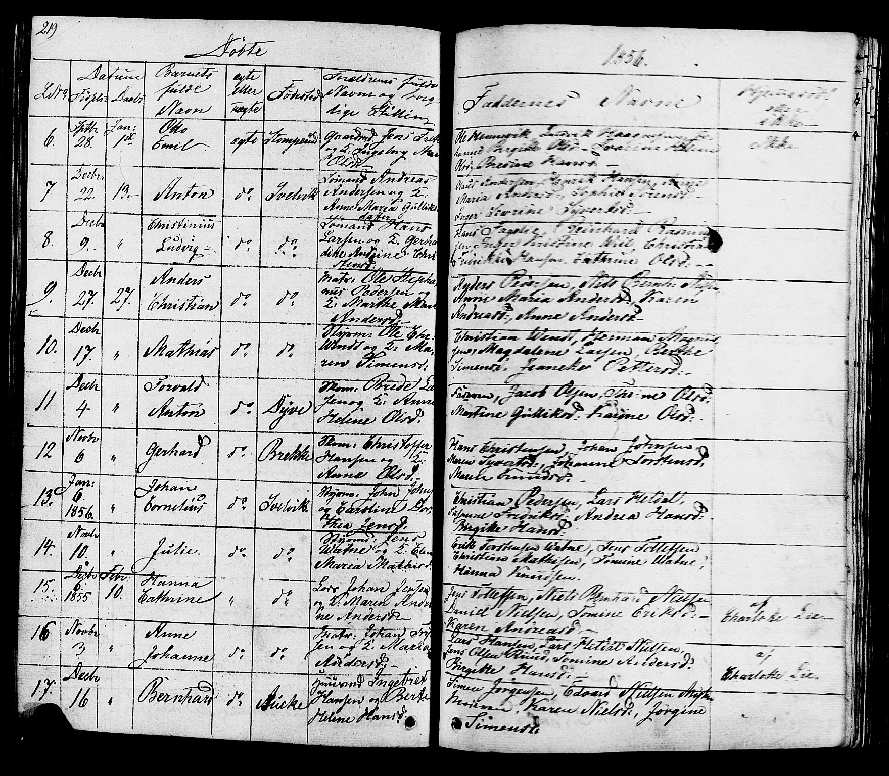 Hurum kirkebøker, AV/SAKO-A-229/G/Ga/L0002: Parish register (copy) no. I 2, 1827-1857, p. 219