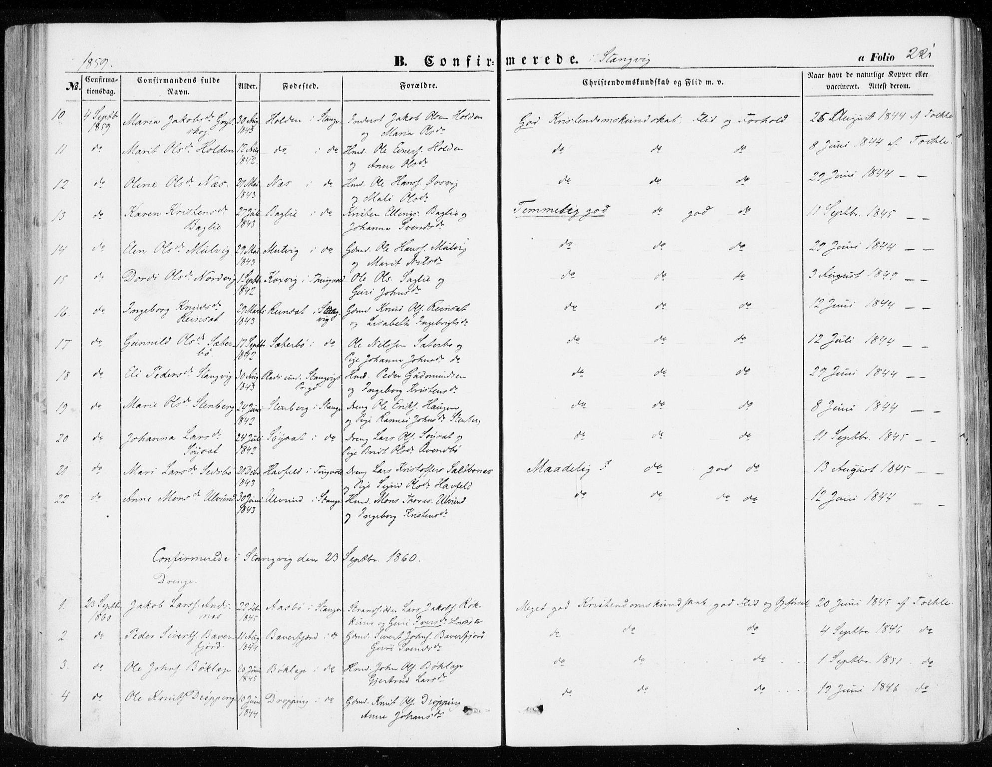 Ministerialprotokoller, klokkerbøker og fødselsregistre - Møre og Romsdal, SAT/A-1454/592/L1026: Parish register (official) no. 592A04, 1849-1867, p. 221