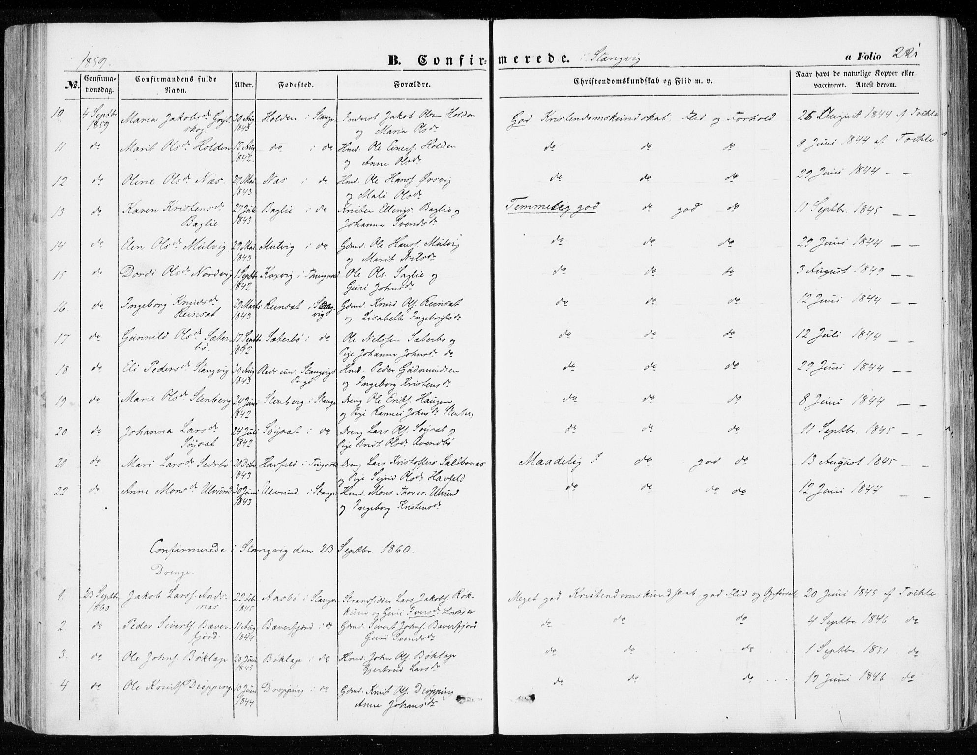 Ministerialprotokoller, klokkerbøker og fødselsregistre - Møre og Romsdal, AV/SAT-A-1454/592/L1026: Parish register (official) no. 592A04, 1849-1867, p. 221