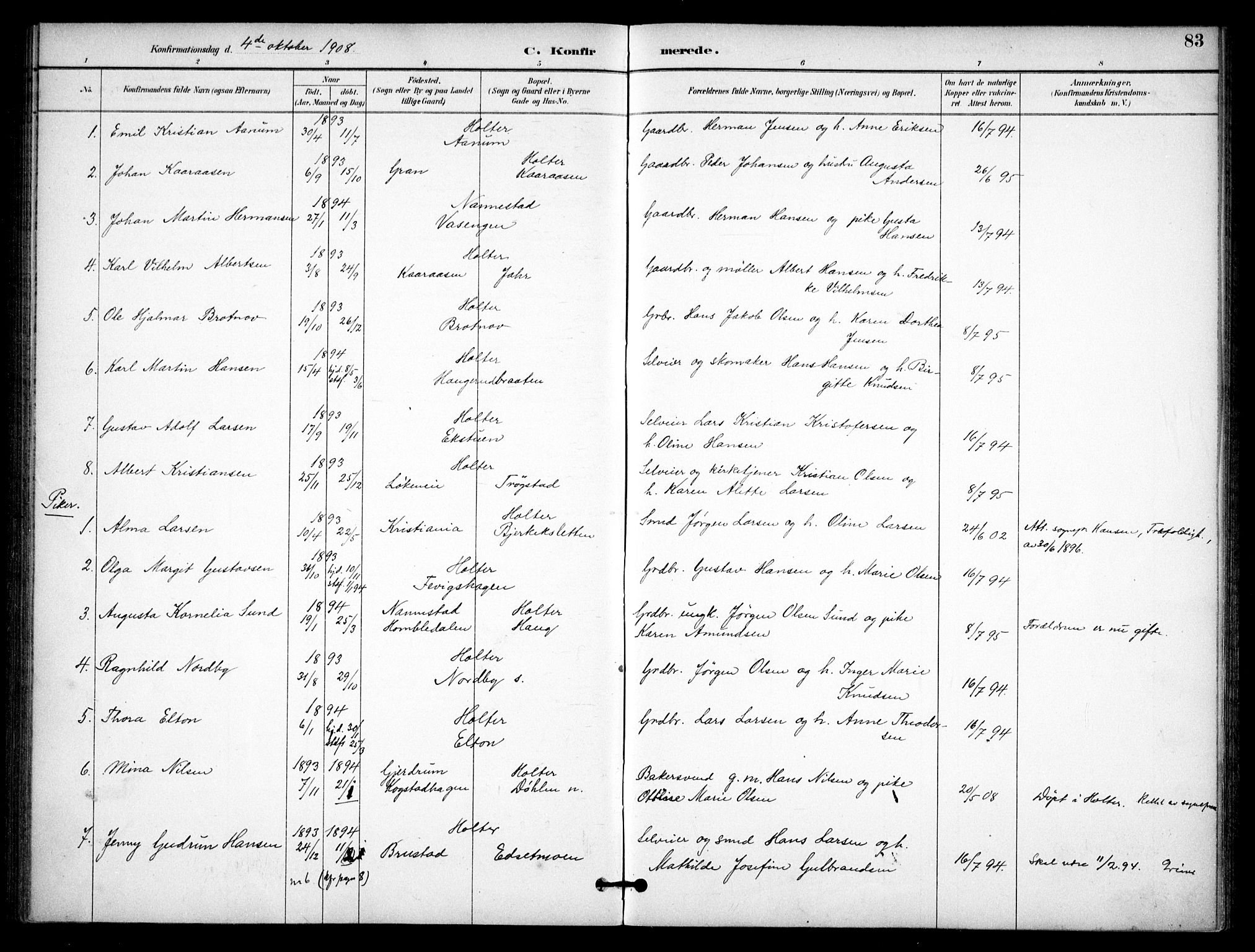 Nannestad prestekontor Kirkebøker, SAO/A-10414a/F/Fb/L0002: Parish register (official) no. II 2, 1891-1909, p. 83