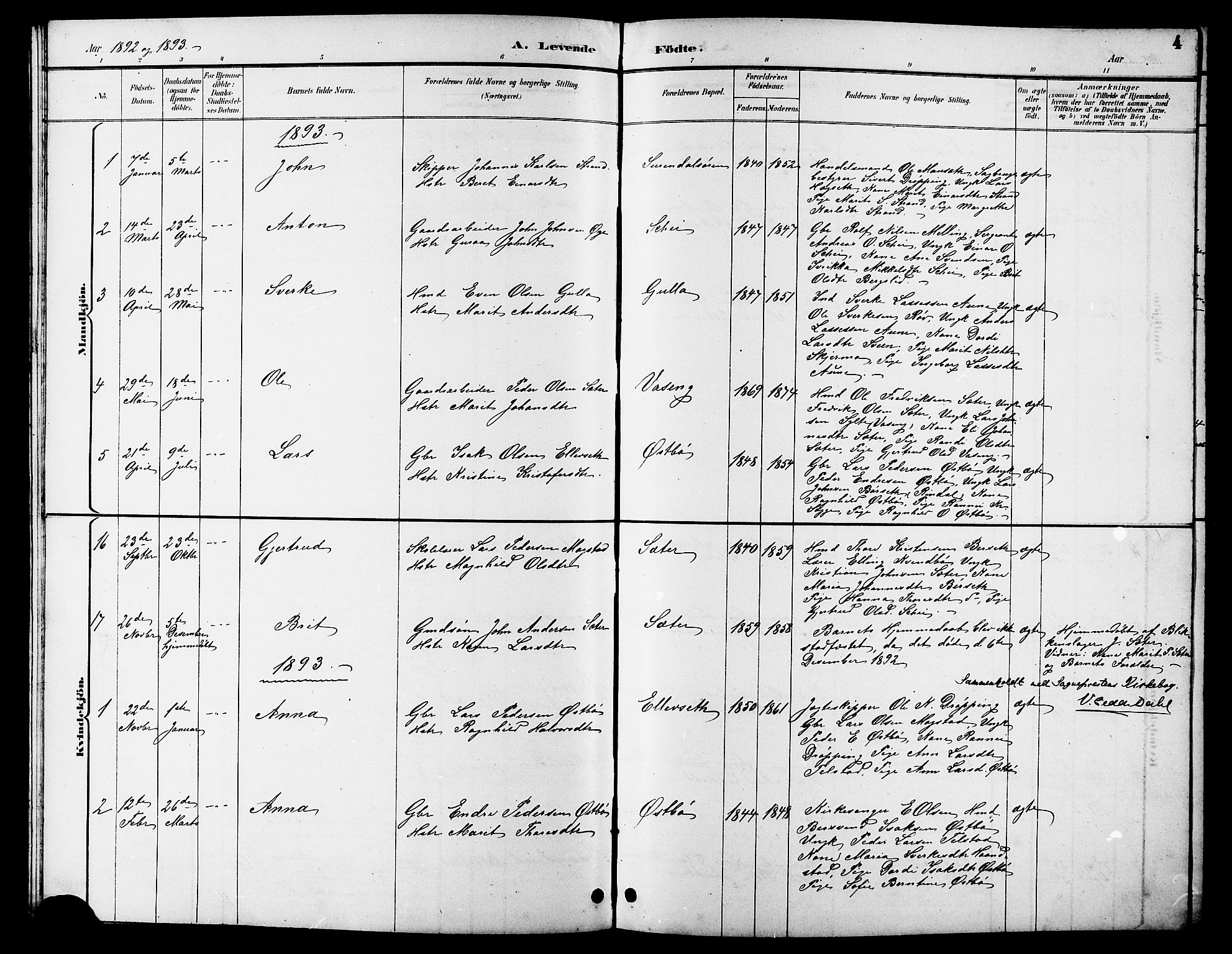 Ministerialprotokoller, klokkerbøker og fødselsregistre - Møre og Romsdal, AV/SAT-A-1454/596/L1058: Parish register (copy) no. 596C01, 1891-1907, p. 4