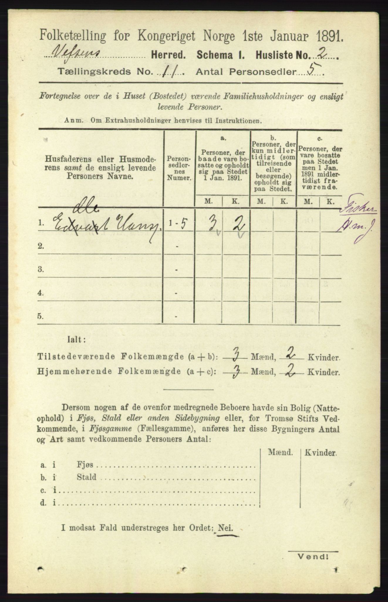 RA, 1891 census for 1824 Vefsn, 1891, p. 5594
