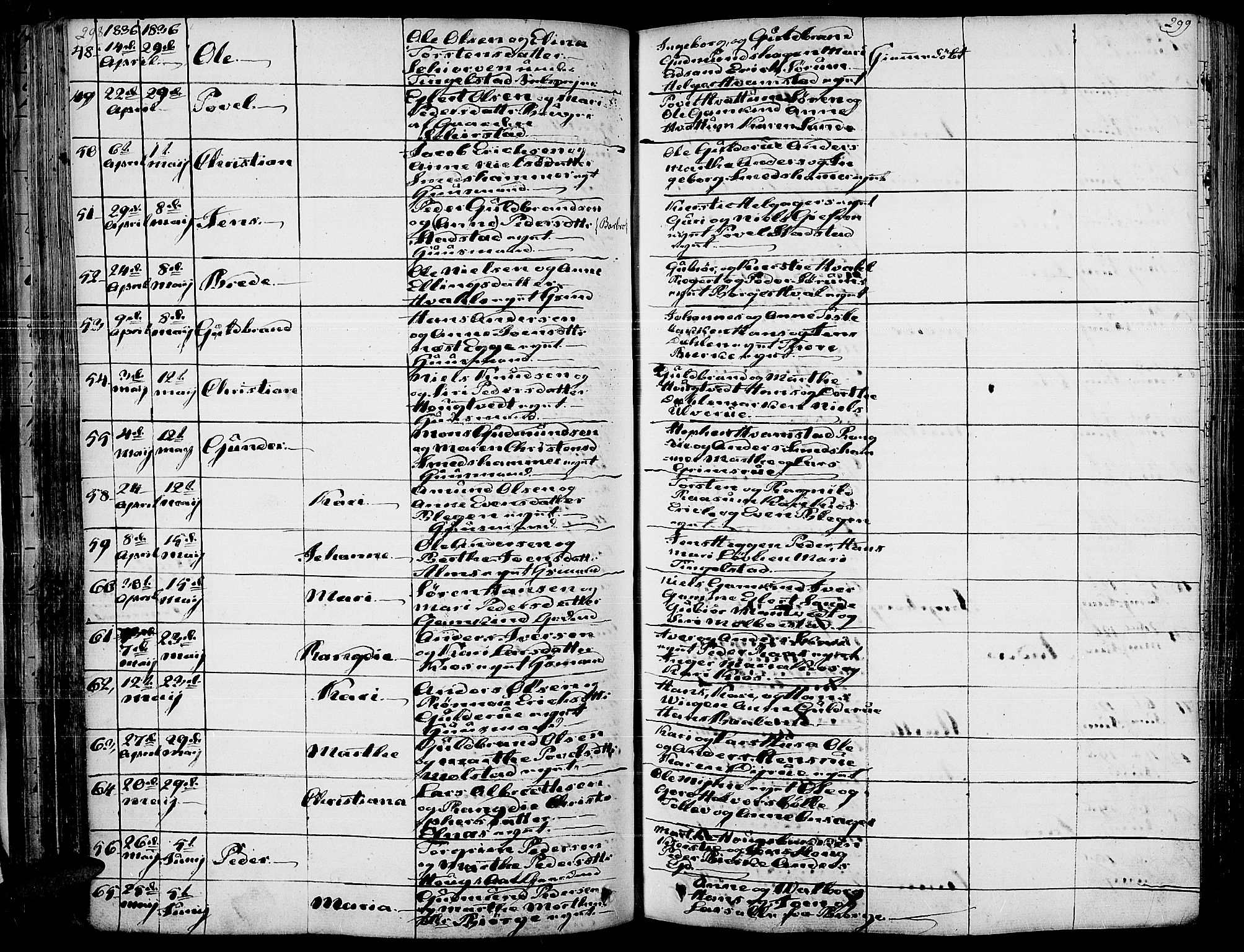 Gran prestekontor, AV/SAH-PREST-112/H/Ha/Haa/L0010: Parish register (official) no. 10, 1824-1842, p. 298-299