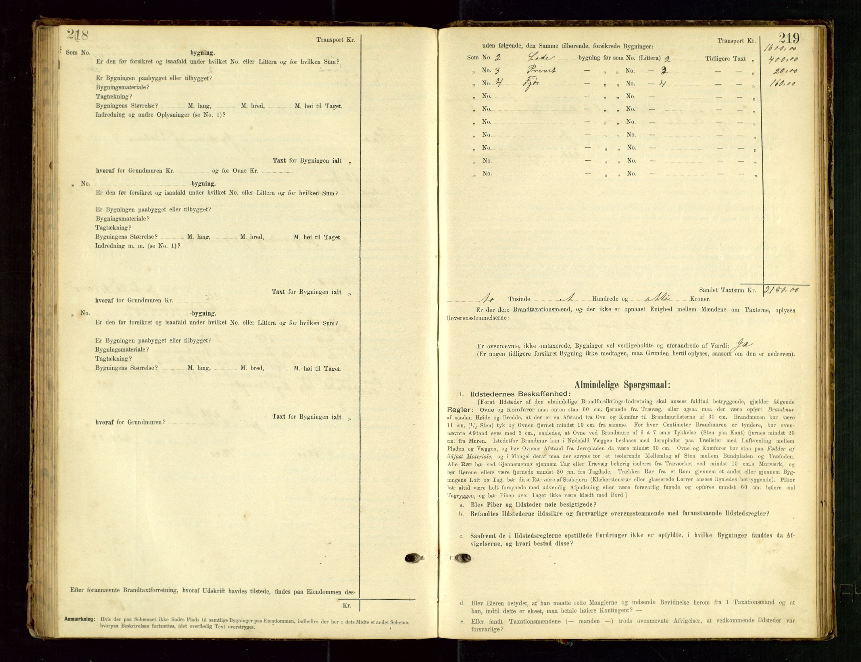 Hå lensmannskontor, SAST/A-100456/Goa/L0003: Takstprotokoll (skjema), 1895-1911, p. 218-219