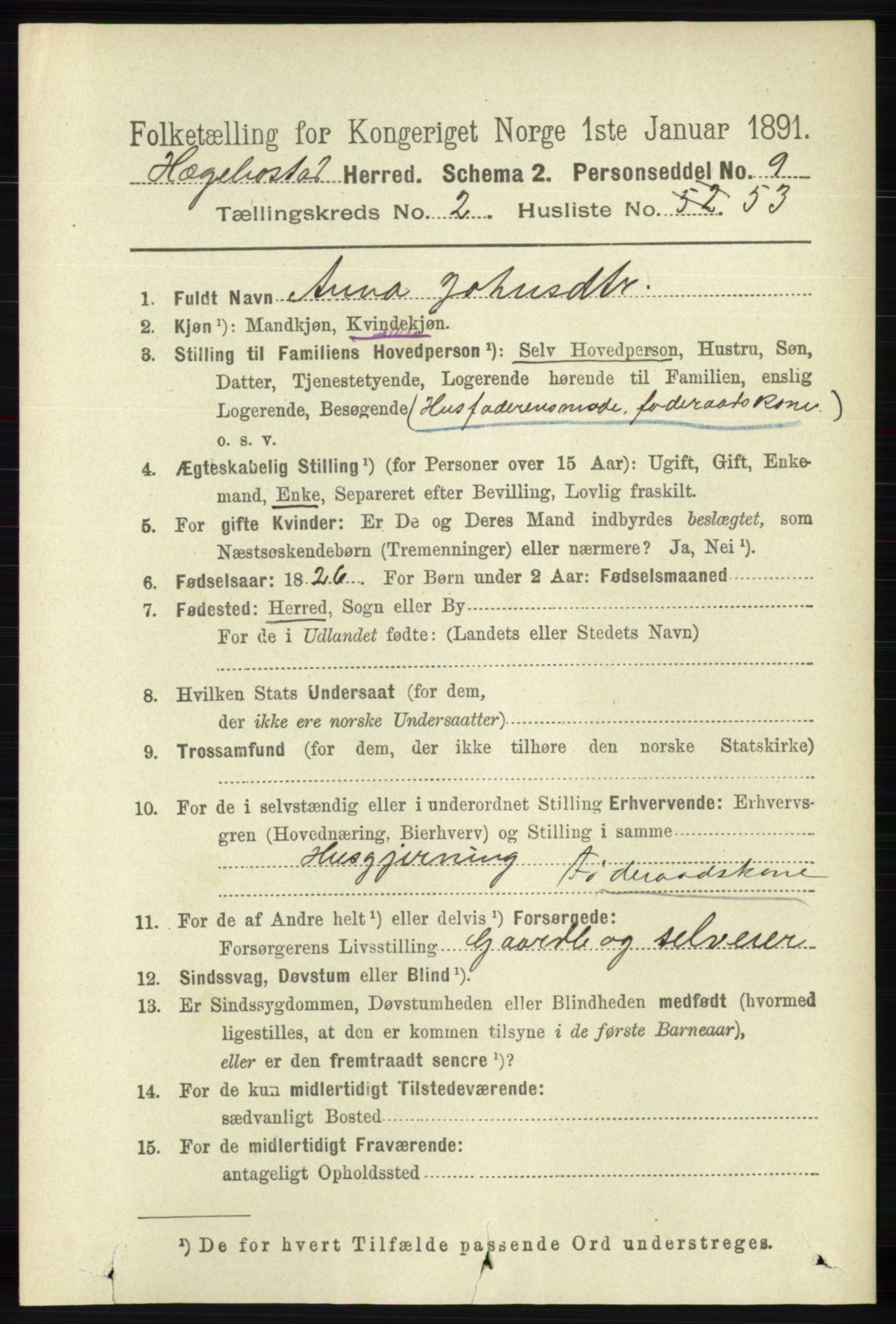 RA, 1891 census for 1034 Hægebostad, 1891, p. 810