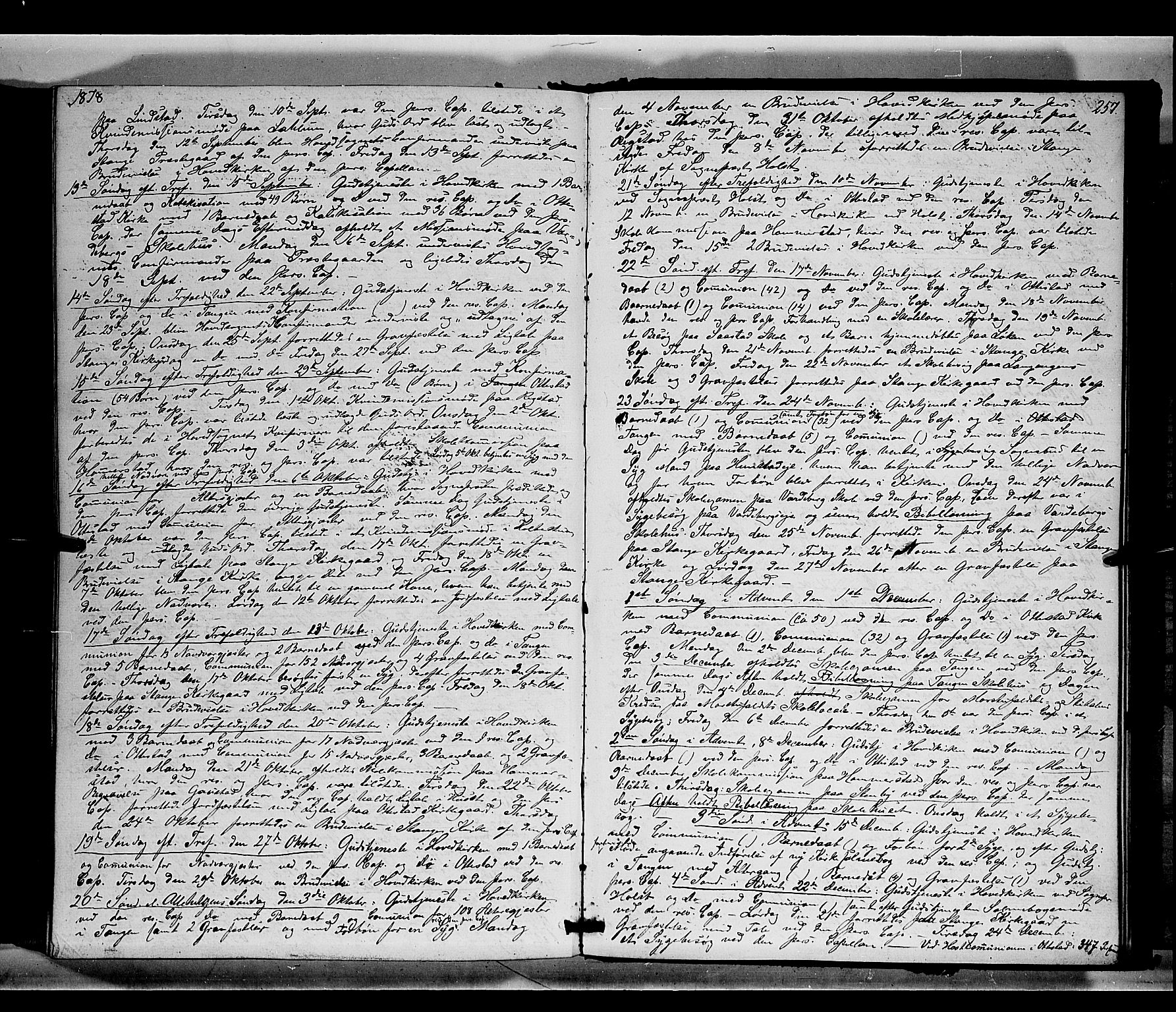 Stange prestekontor, AV/SAH-PREST-002/K/L0014: Parish register (official) no. 14, 1862-1879, p. 257