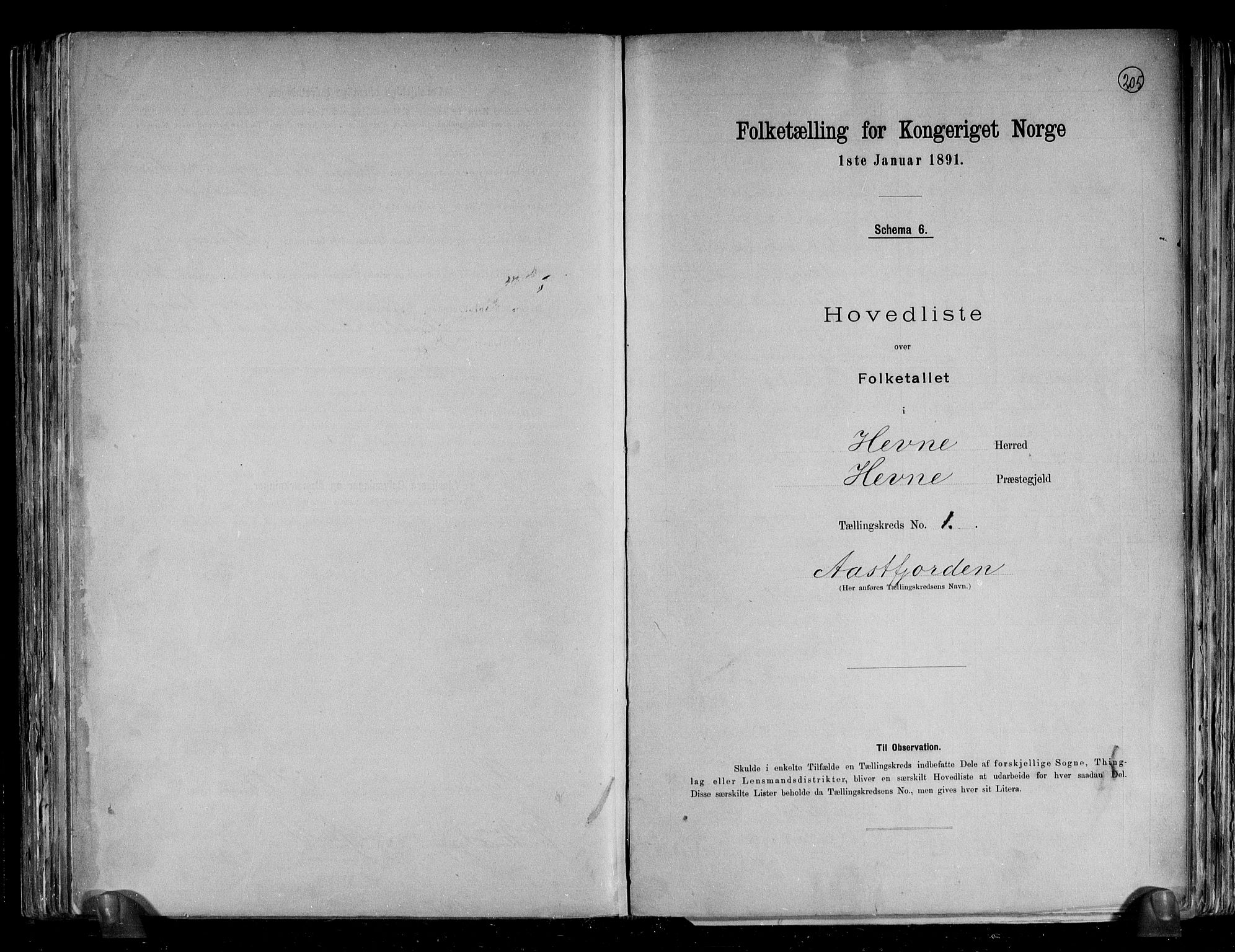 RA, 1891 census for 1612 Hemne, 1891, p. 4