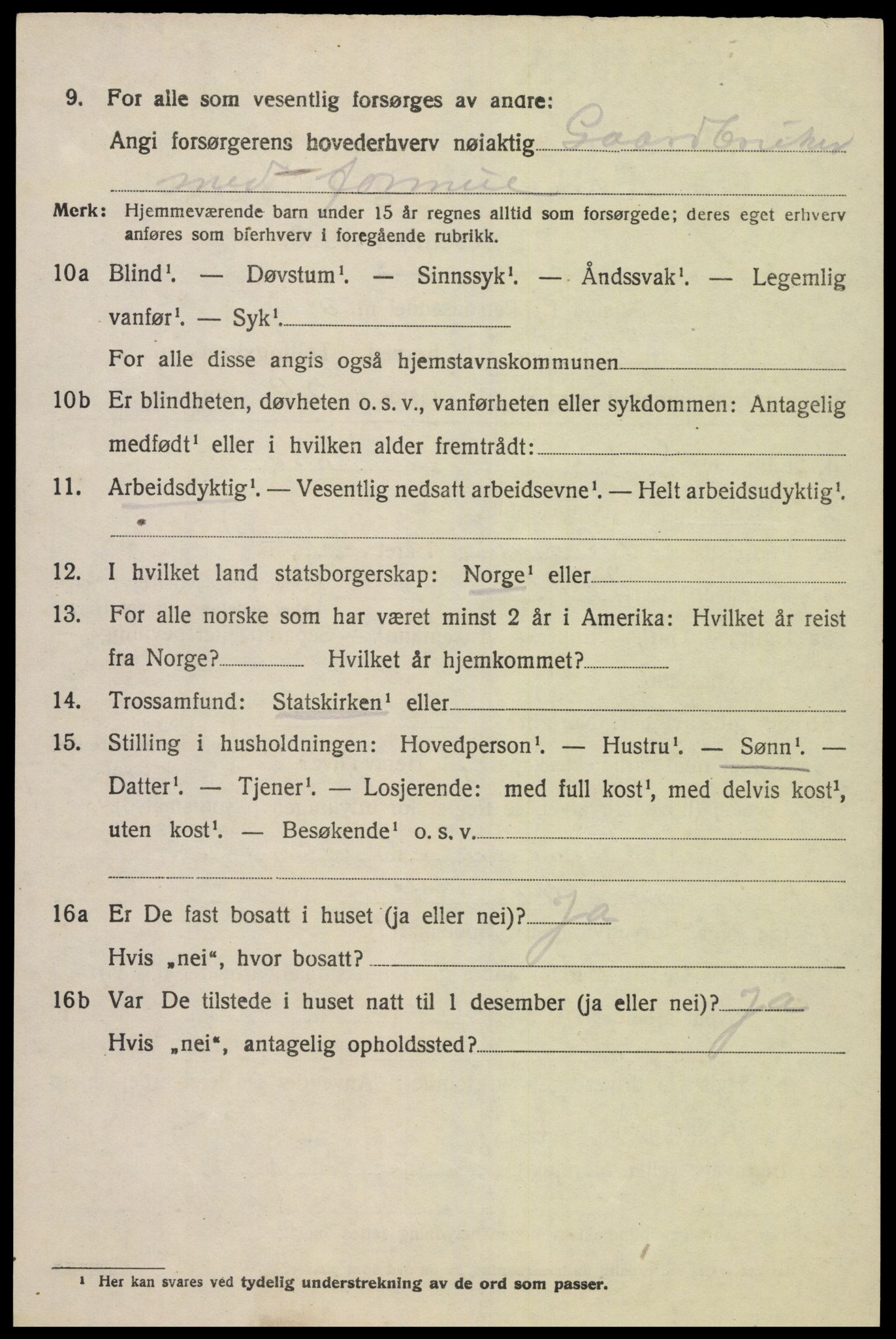 SAK, 1920 census for Holum, 1920, p. 1606