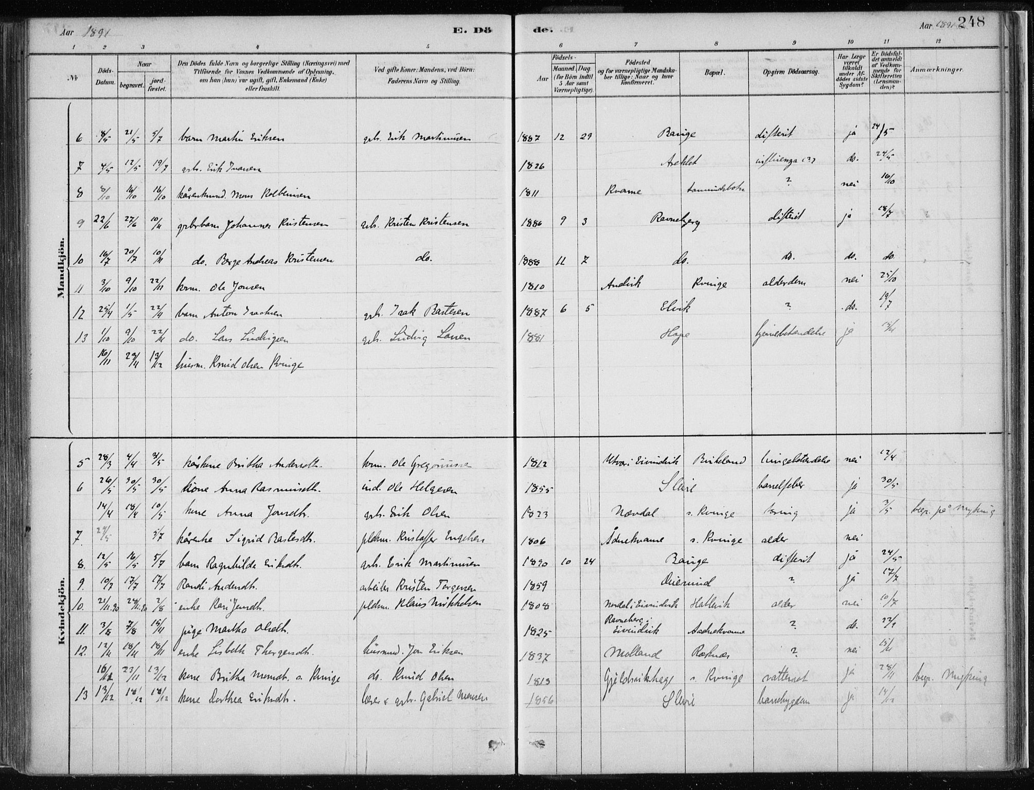 Masfjorden Sokneprestembete, SAB/A-77001: Parish register (official) no. B  1, 1876-1899, p. 248
