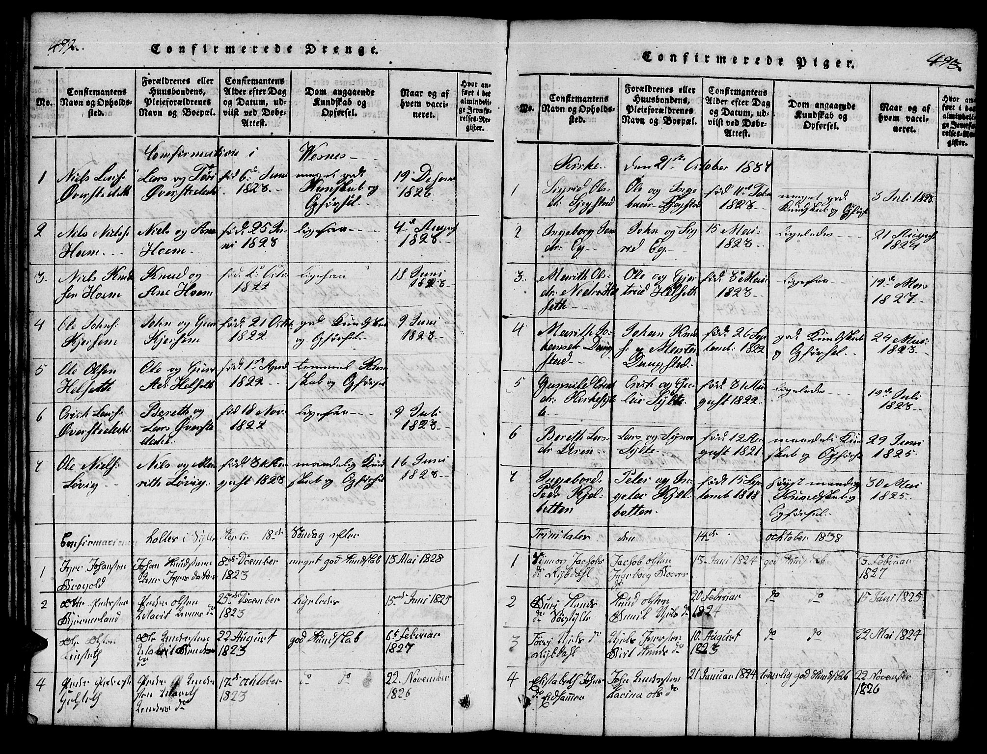 Ministerialprotokoller, klokkerbøker og fødselsregistre - Møre og Romsdal, AV/SAT-A-1454/541/L0546: Parish register (copy) no. 541C01, 1818-1856, p. 492-493