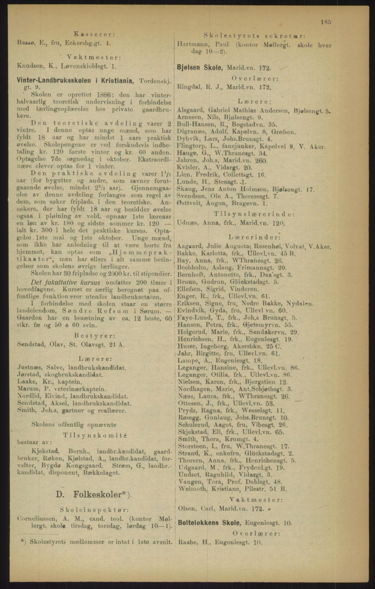 Kristiania/Oslo adressebok, PUBL/-, 1915, p. 185