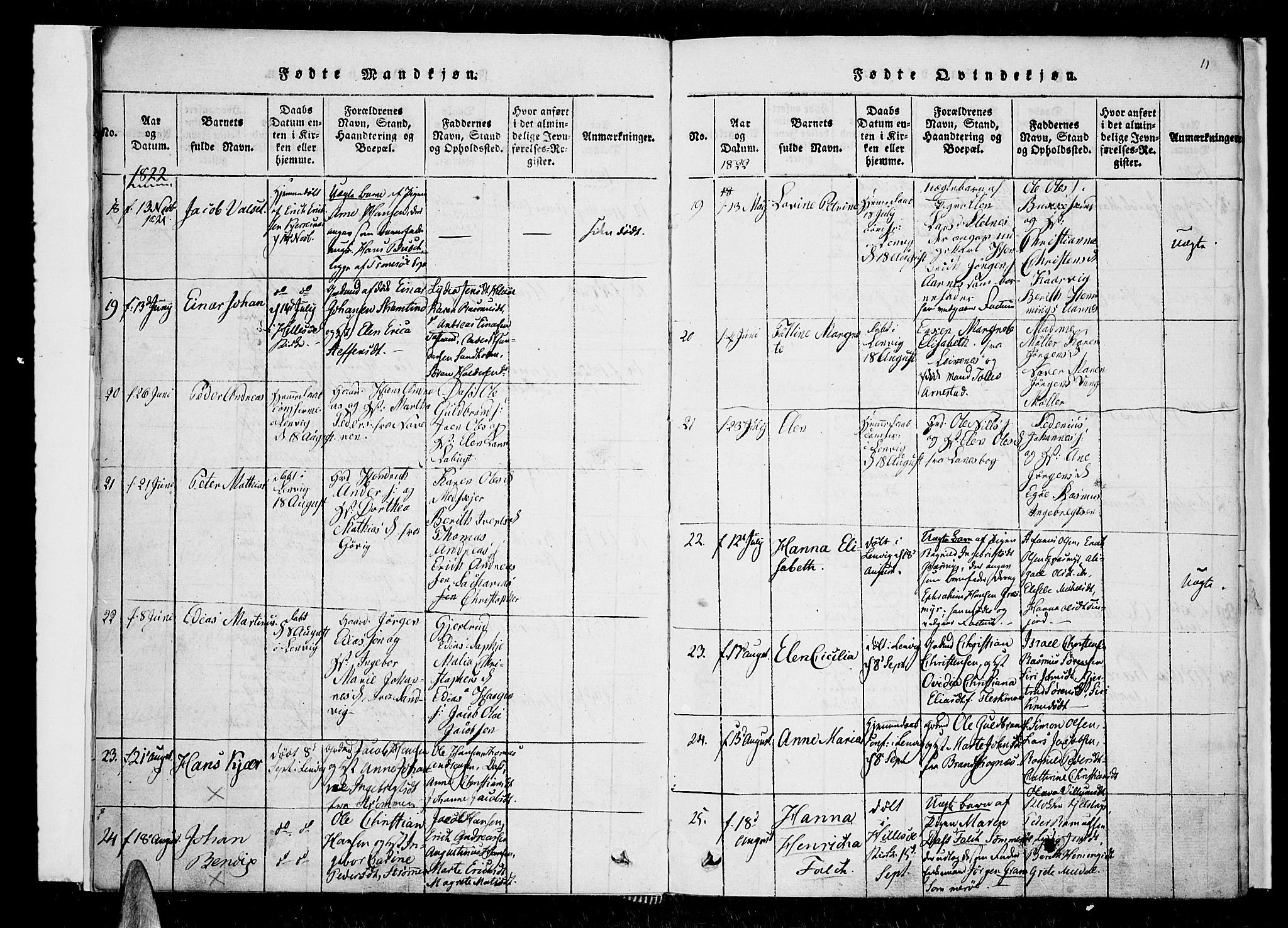 Lenvik sokneprestembete, SATØ/S-1310/H/Ha/Haa/L0003kirke: Parish register (official) no. 3, 1820-1831, p. 11