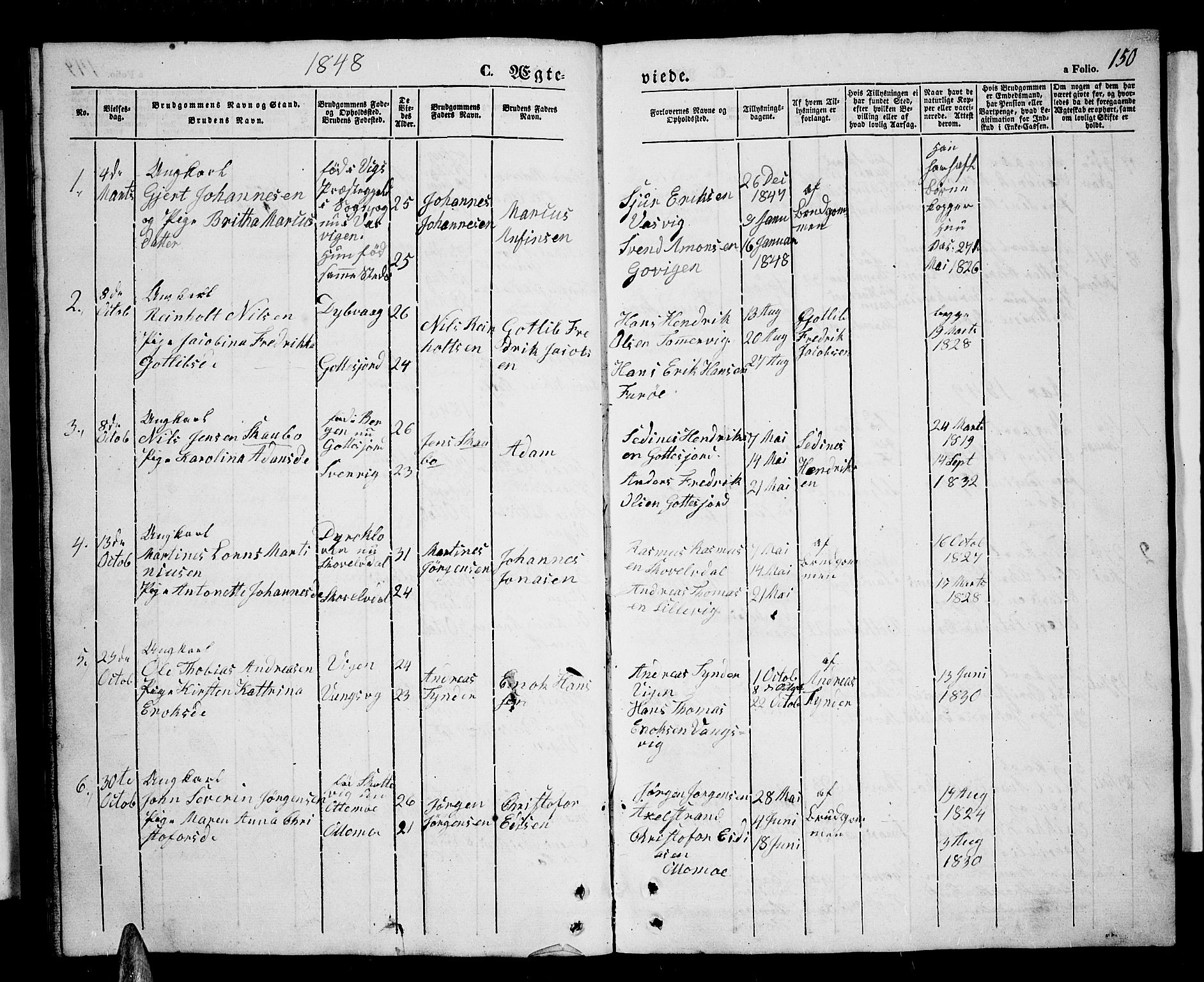 Tranøy sokneprestkontor, SATØ/S-1313/I/Ia/Iab/L0002klokker: Parish register (copy) no. 2, 1847-1860, p. 150