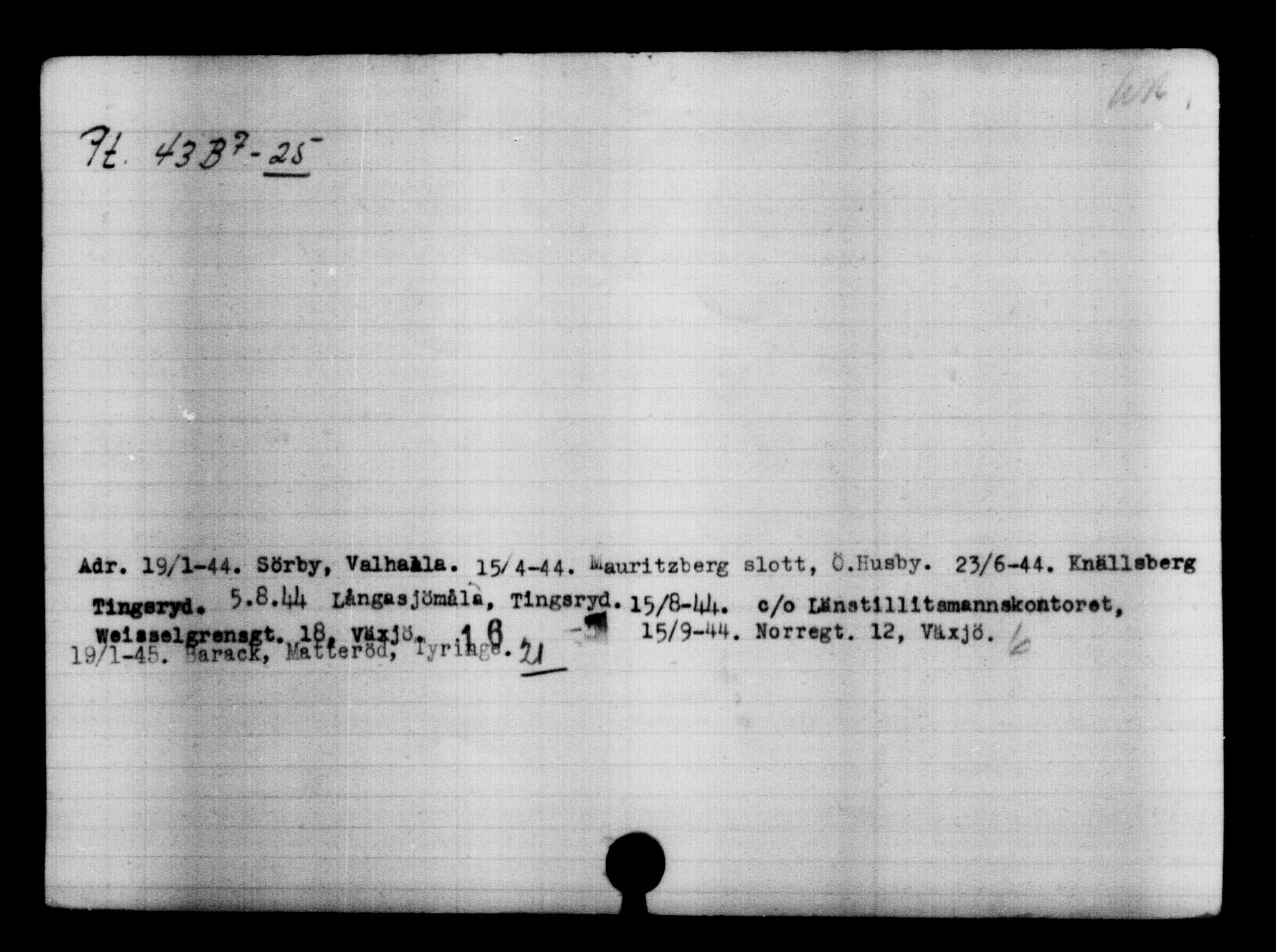 Utenriksstasjonene, Legasjonen i Stockholm, Flyktningkontoret, AV/RA-S-6753/V/Va/L0005: Kjesäterkartoteket, flyktninger med registreringsnr. 6600-9417, 1940-1945, p. 1926