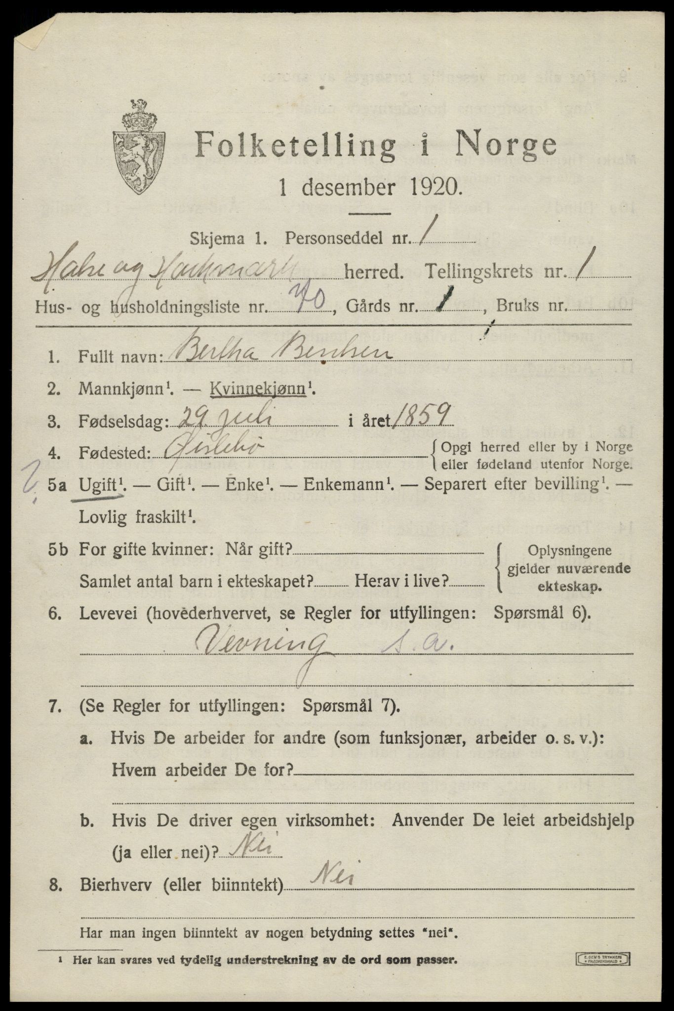 SAK, 1920 census for Halse og Harkmark, 1920, p. 2021