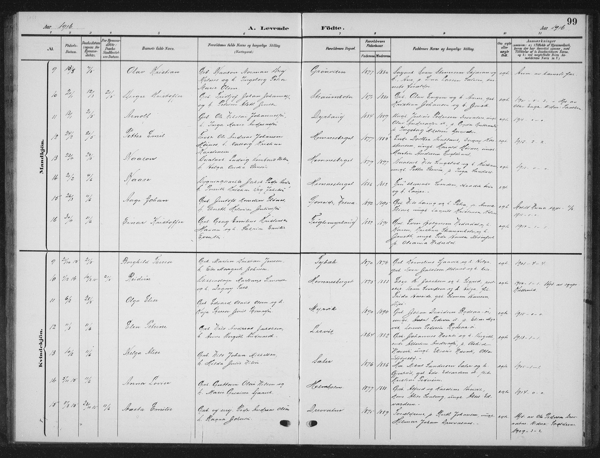 Ministerialprotokoller, klokkerbøker og fødselsregistre - Nordland, AV/SAT-A-1459/825/L0370: Parish register (copy) no. 825C07, 1903-1923, p. 99