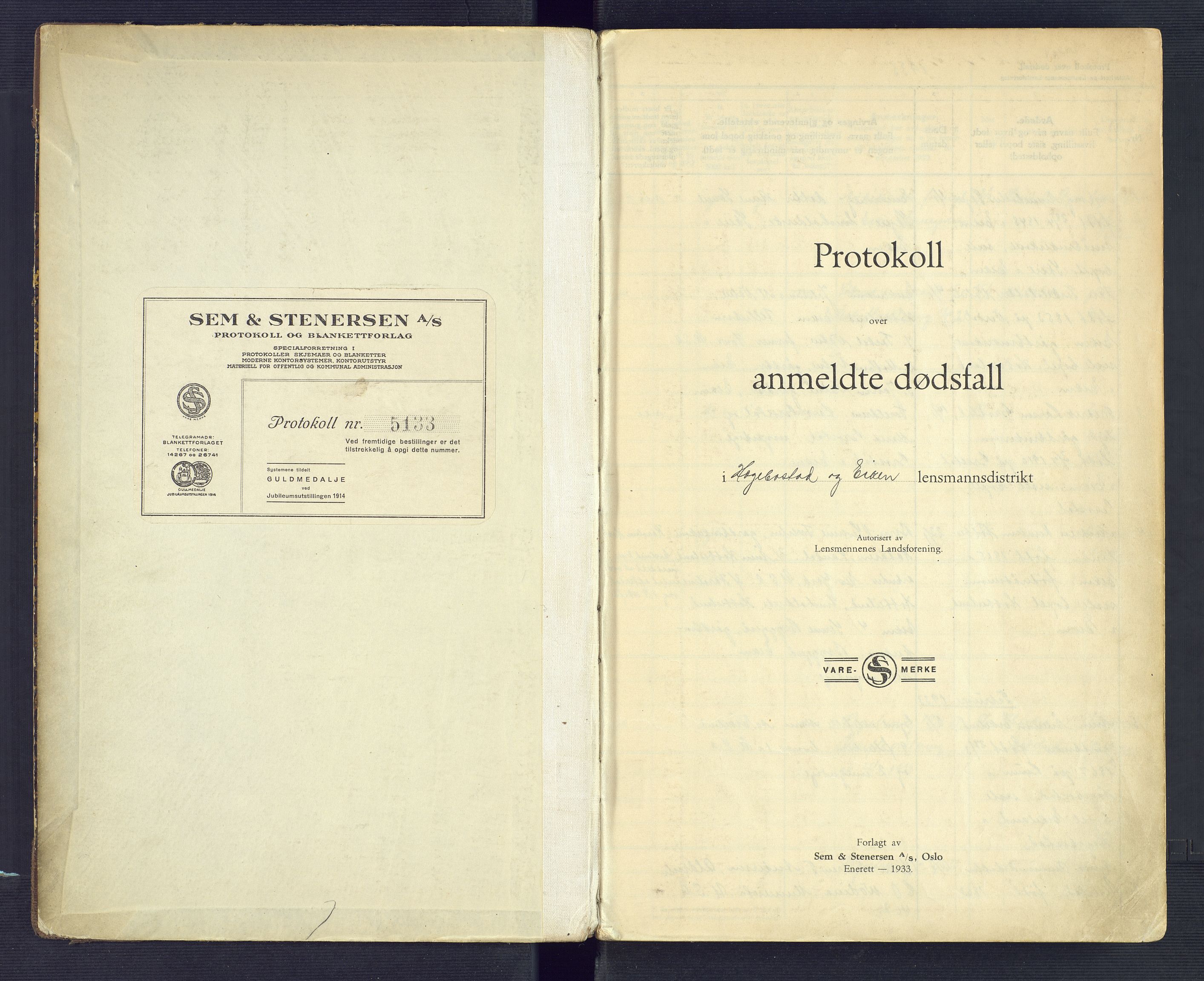 Hægebostad og Eiken lensmannskontor, SAK/1241-0023/F/Fe/L0003: Dødsfallsprotokoll nr 35, 1933-1952